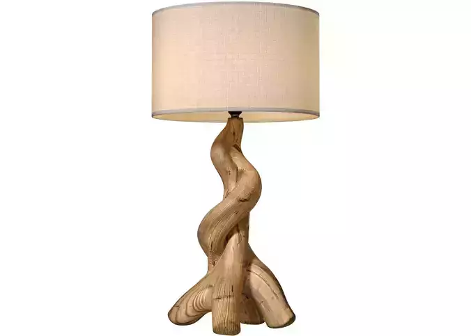 Rustic Wooden Table Lamp Sculptural Design Scandinavian Tree 