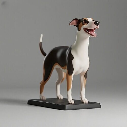 1122  Colorful Laughing    Galgo Dog on Base   pug 3D print model