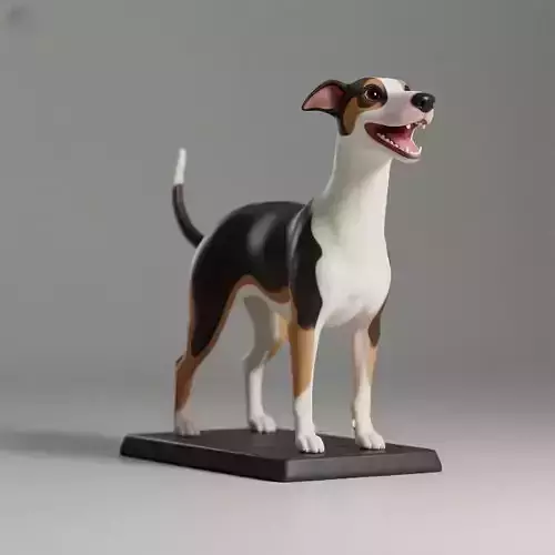 1122  Colorful Laughing    Galgo Dog on Base   pug