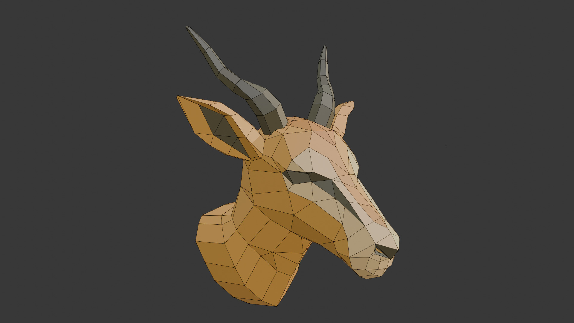 ENTELOPE HEAD LOWPOLY ORIGAMI DECORATION Low-poly 3D model_4
