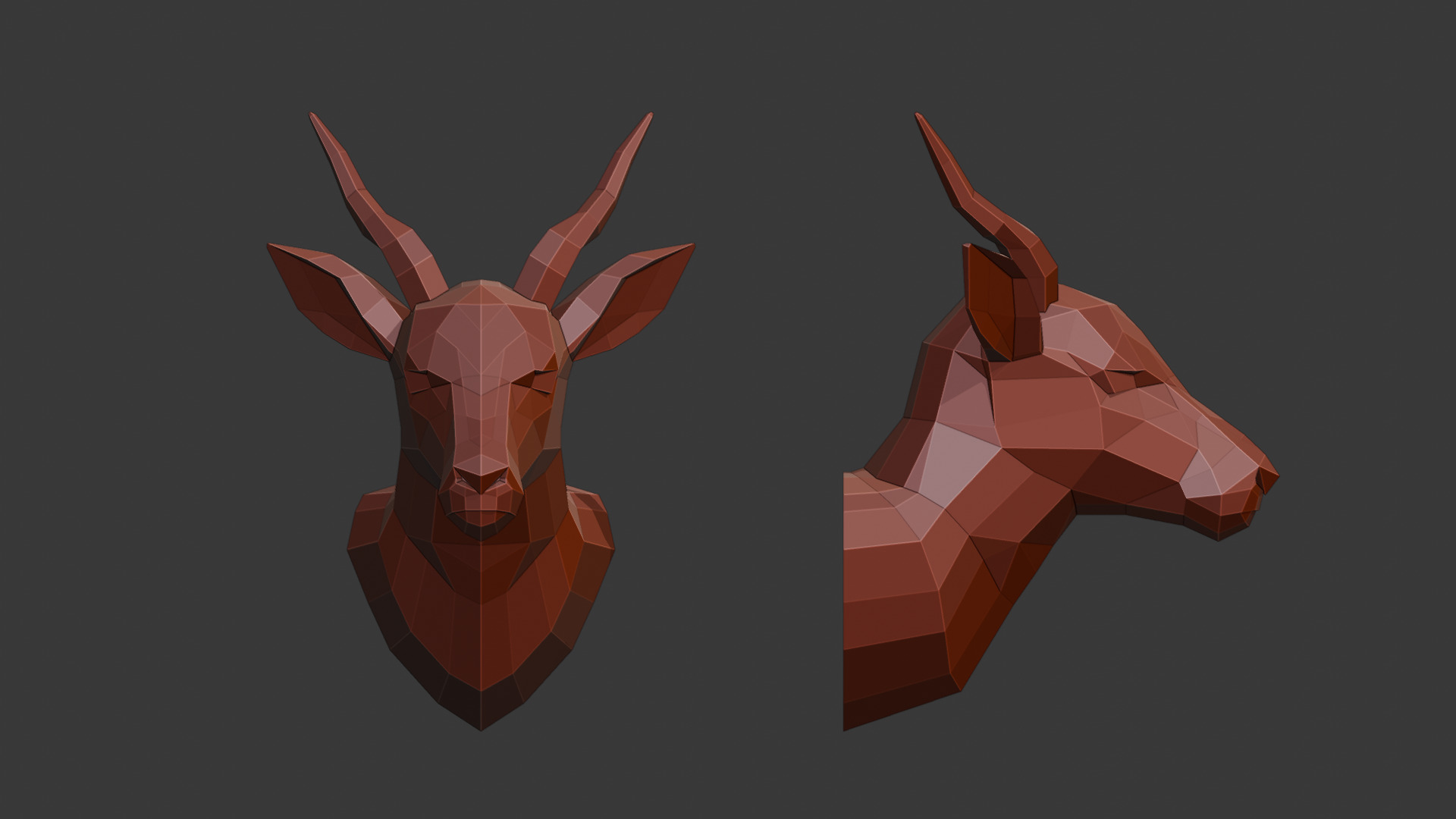 ENTELOPE HEAD LOWPOLY ORIGAMI DECORATION Low-poly 3D model_2