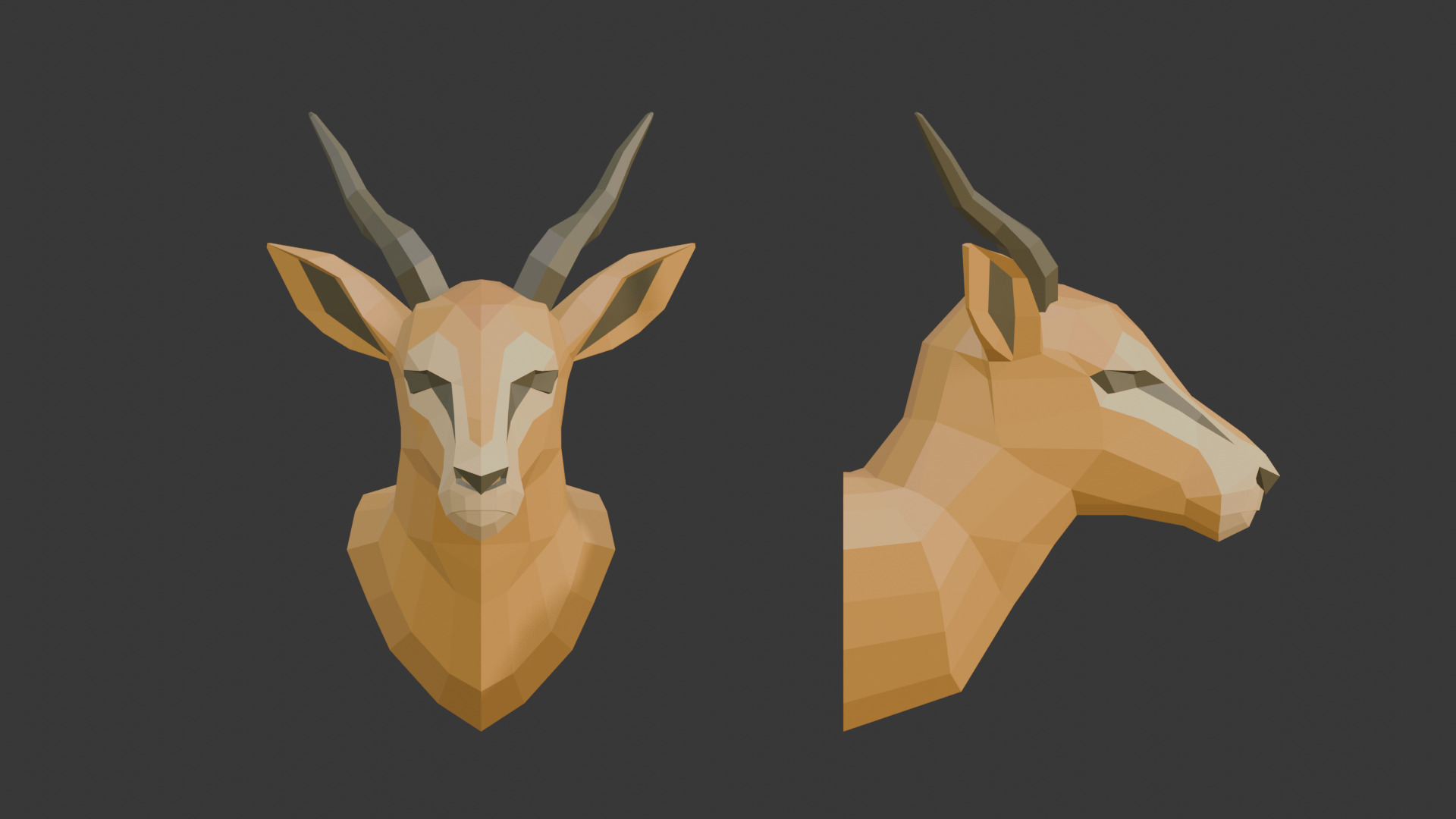 ENTELOPE HEAD LOWPOLY ORIGAMI DECORATION Low-poly 3D model_1
