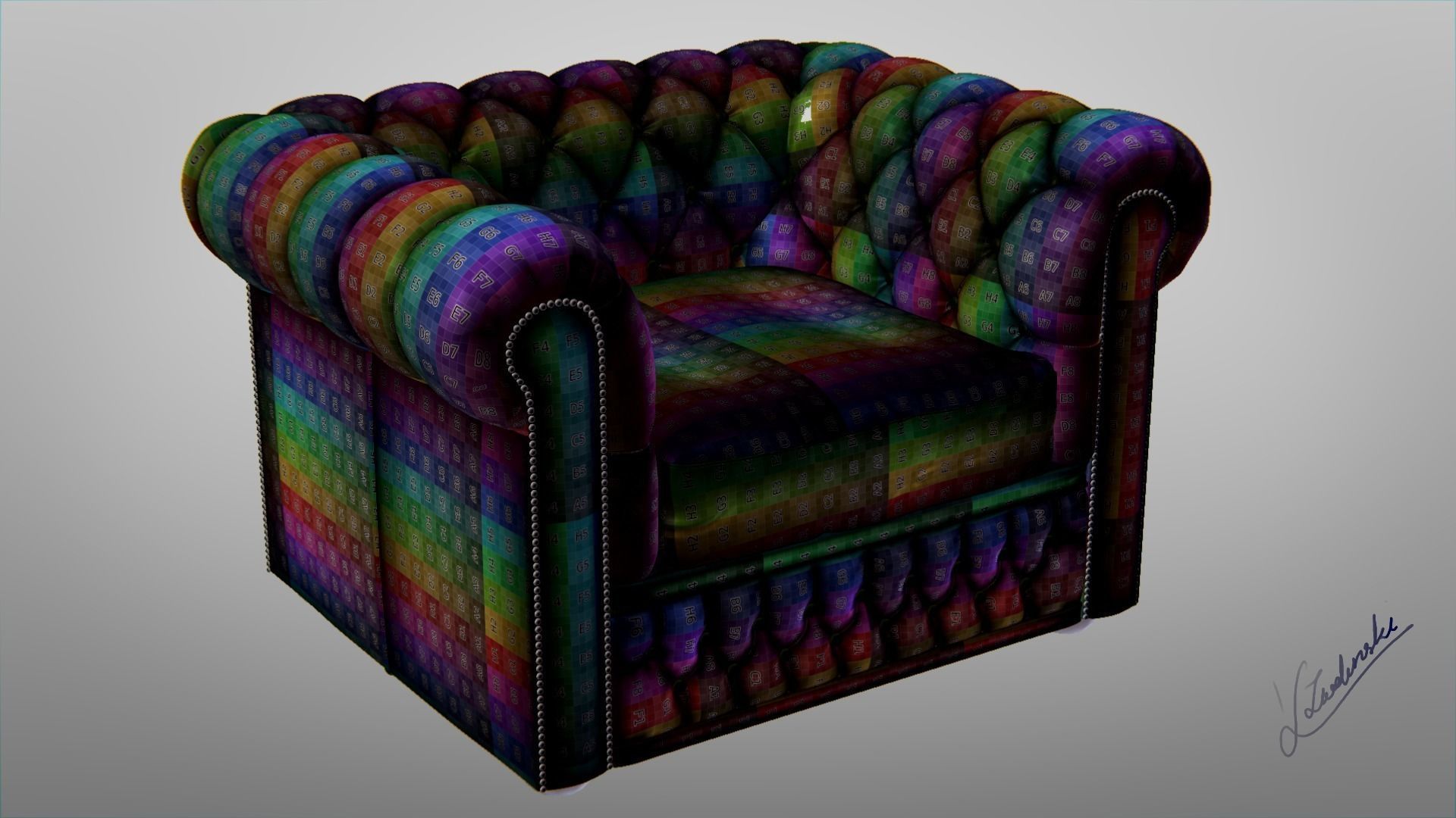 Chesterfield chair 3D model_2