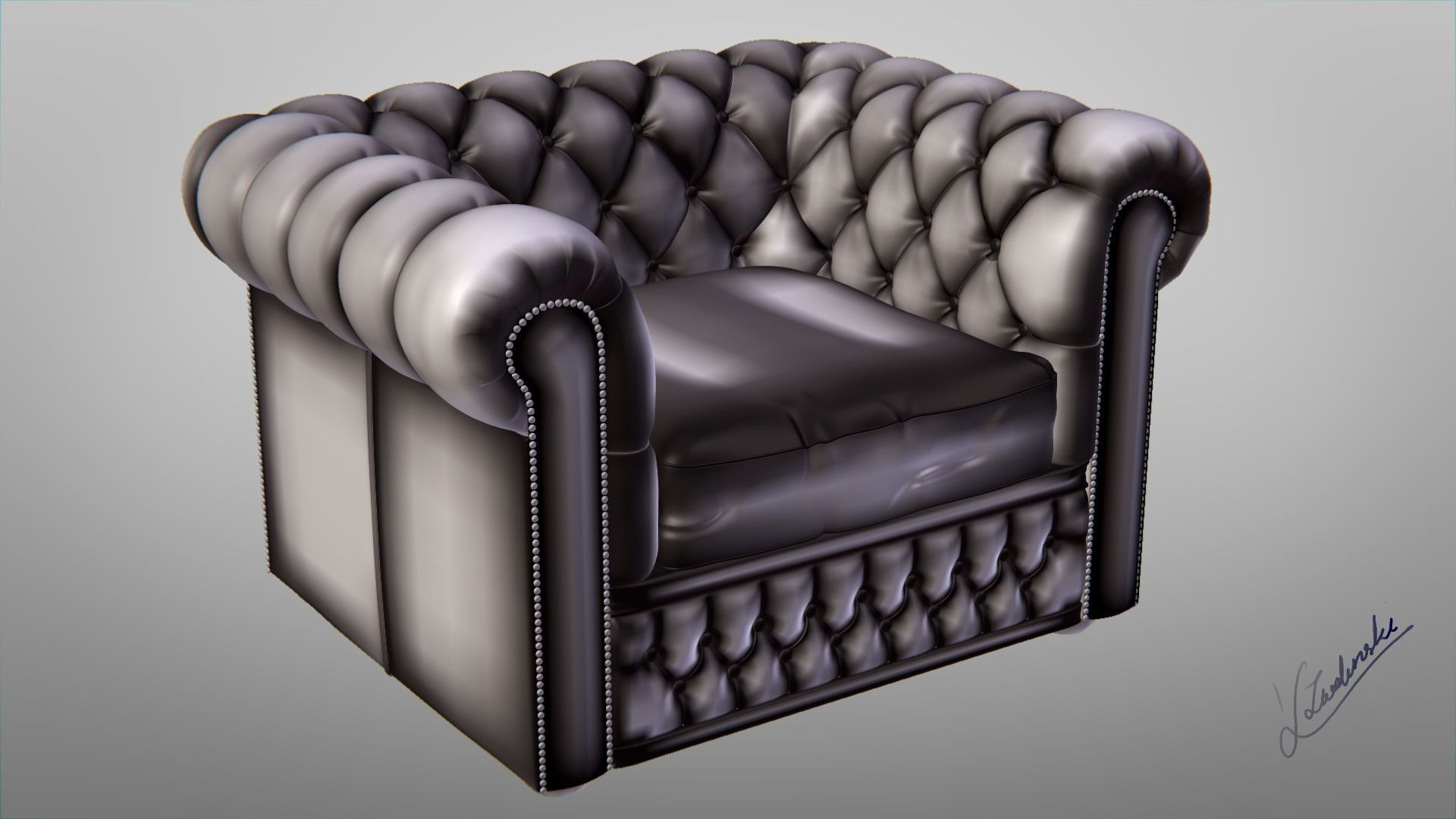 Chesterfield chair 3D model_3