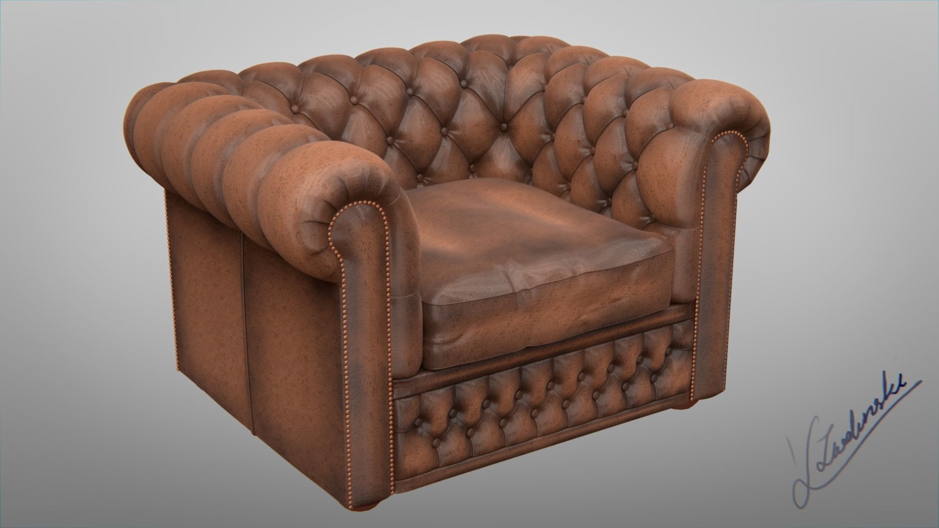Chesterfield chair 3D model_0