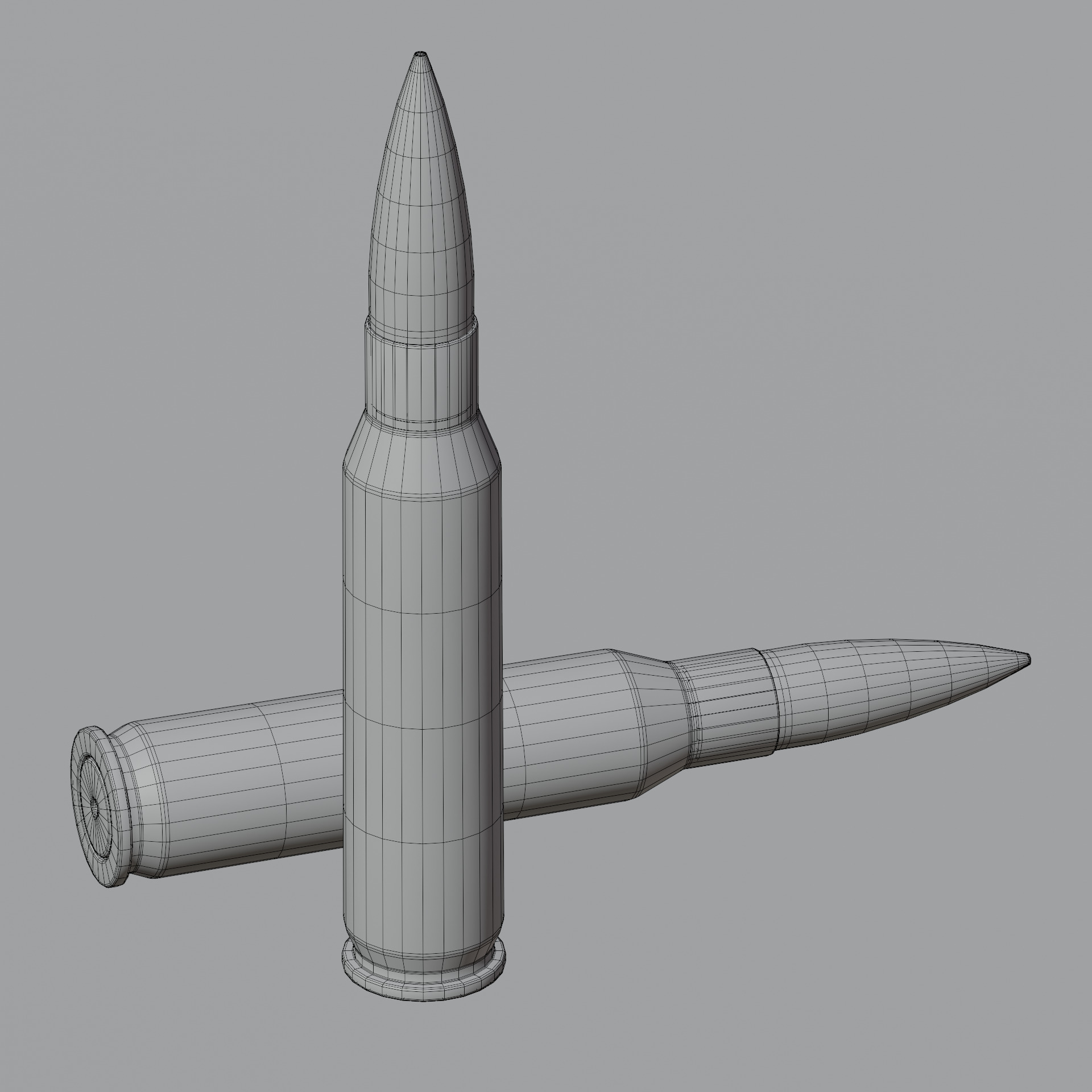 Low Poly 762x54mm AK47 Bullet Game Ready PBR Ammo Free low-poly 3D model_5