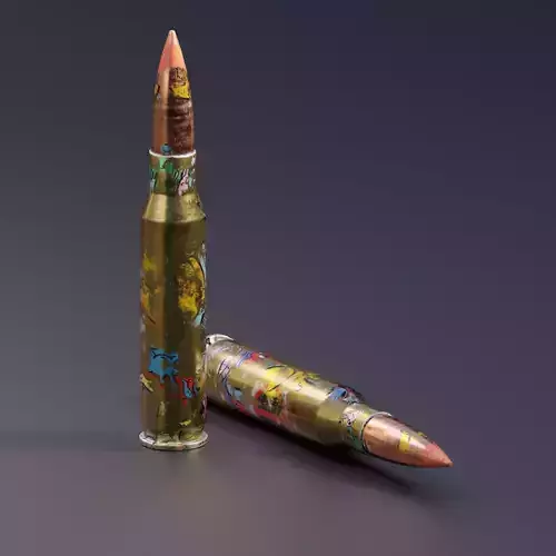 Low Poly 762x54mm AK47 Bullet Game Ready PBR Ammo