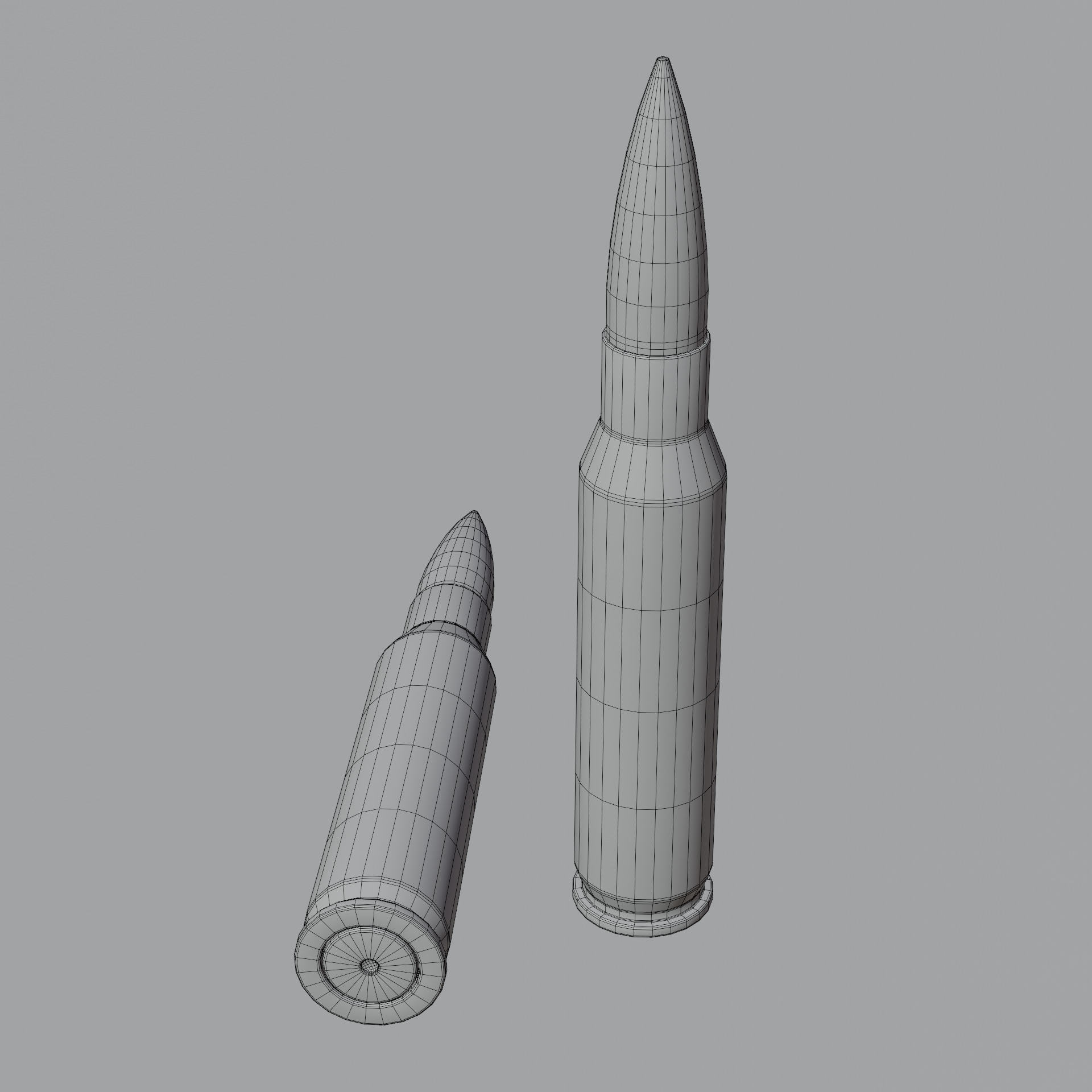 Low Poly 762x54mm AK47 Bullet Game Ready PBR Ammo Free low-poly 3D model_7