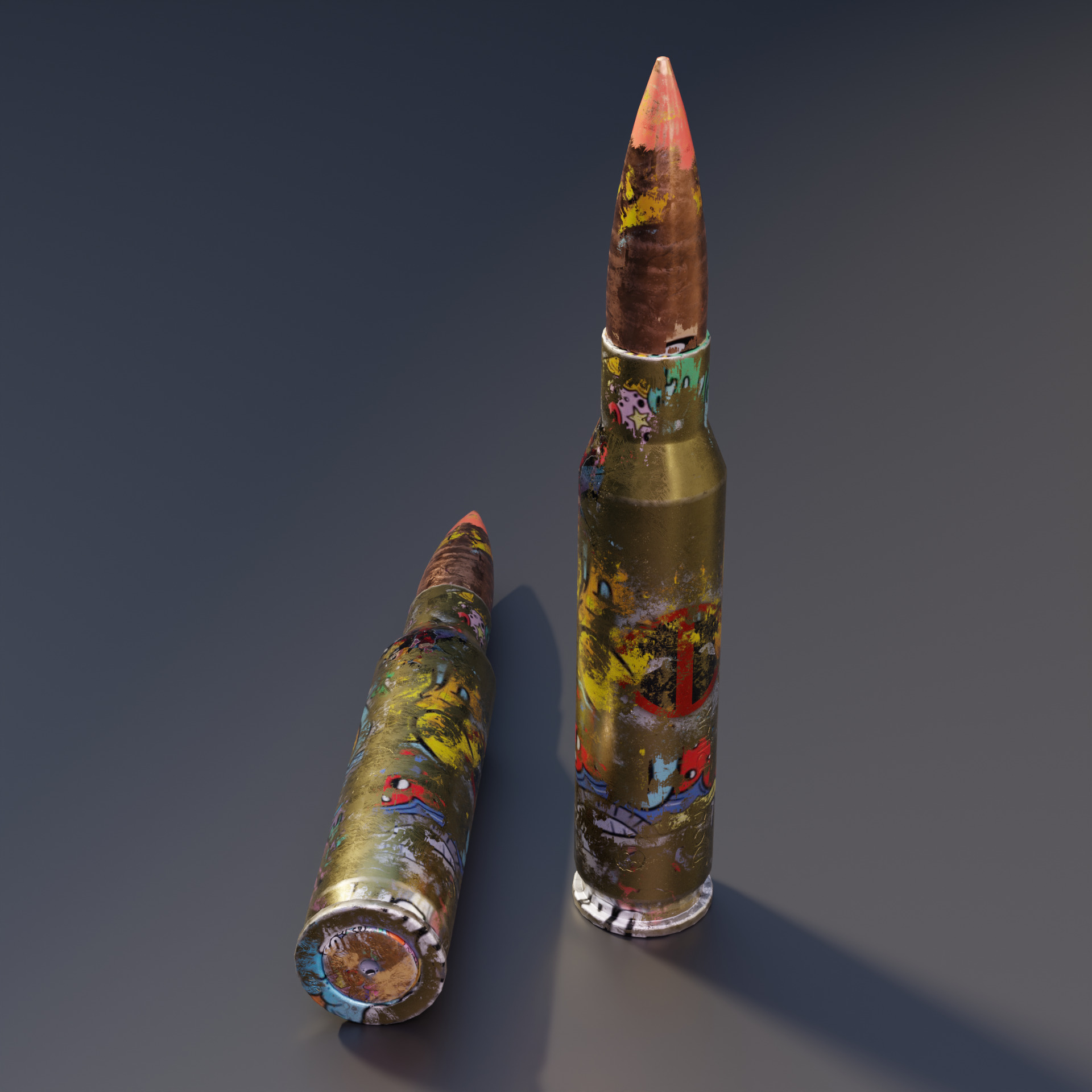 Low Poly 762x54mm AK47 Bullet Game Ready PBR Ammo Free low-poly 3D model_1