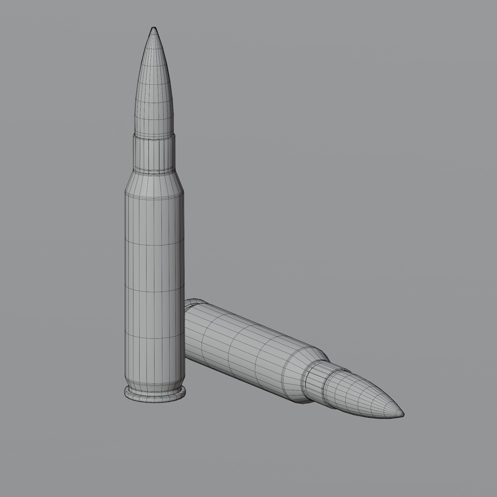 Low Poly 762x54mm AK47 Bullet Game Ready PBR Ammo Free low-poly 3D model_6