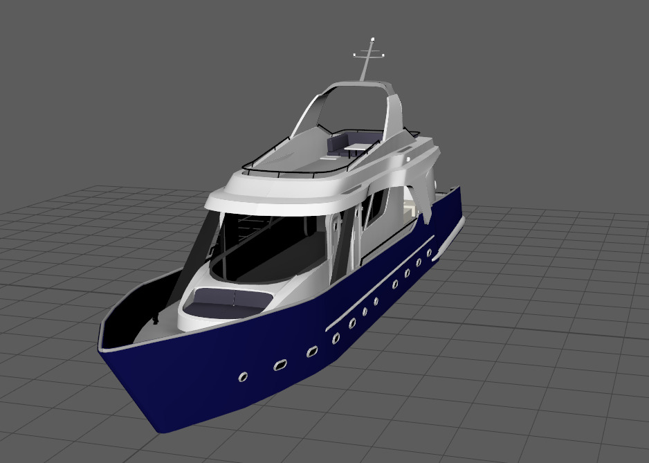 Yacht  Low-poly 3D model_1