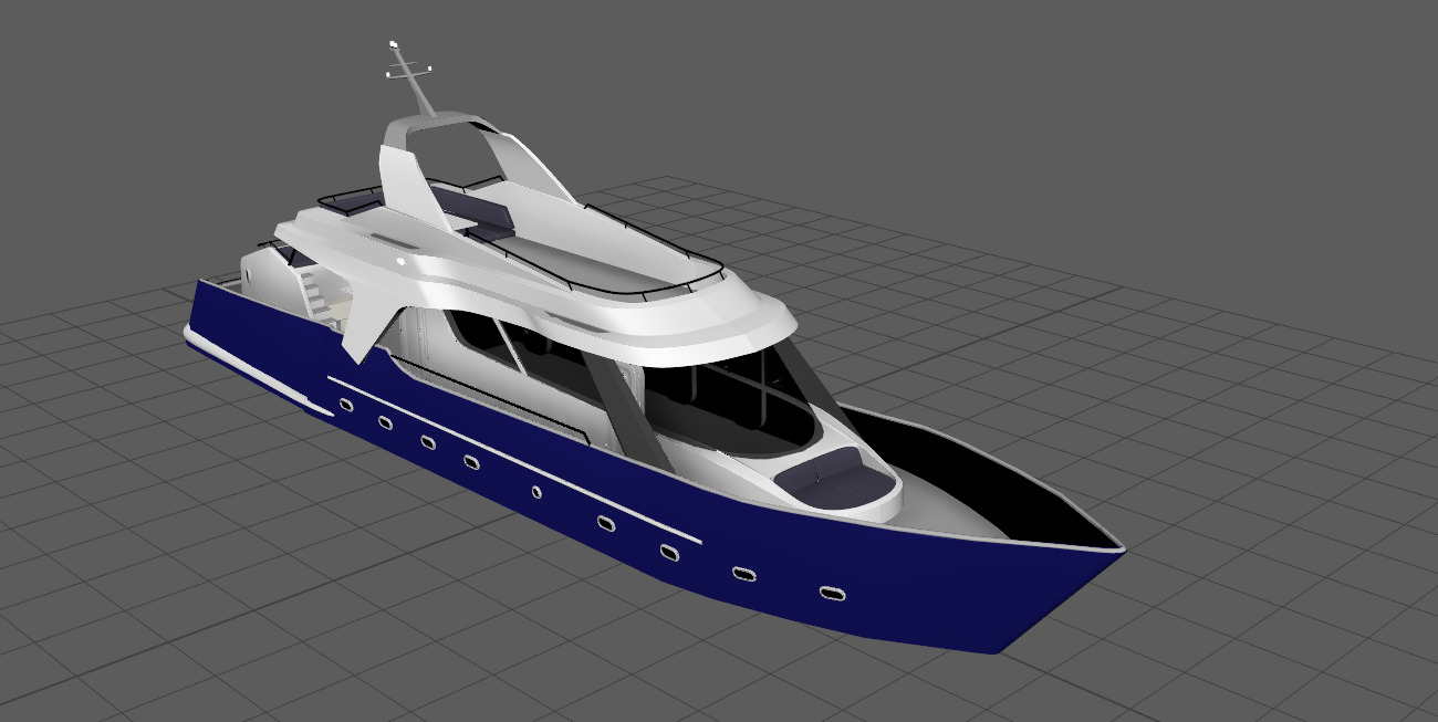 Yacht  Low-poly 3D model_5