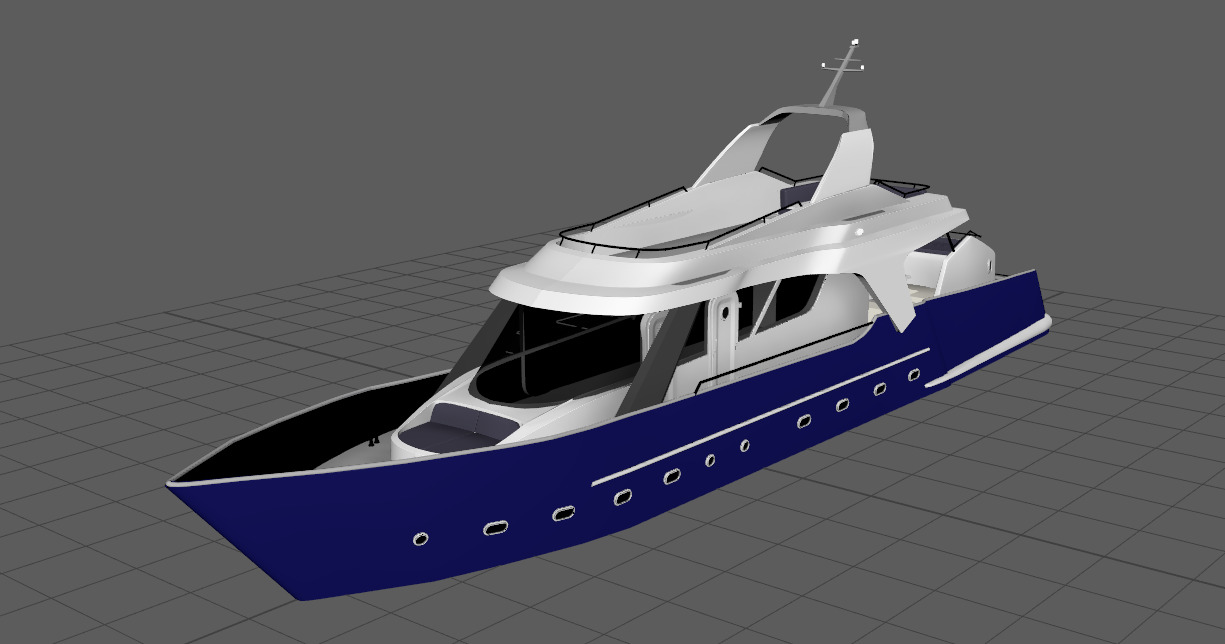 Yacht  Low-poly 3D model_9