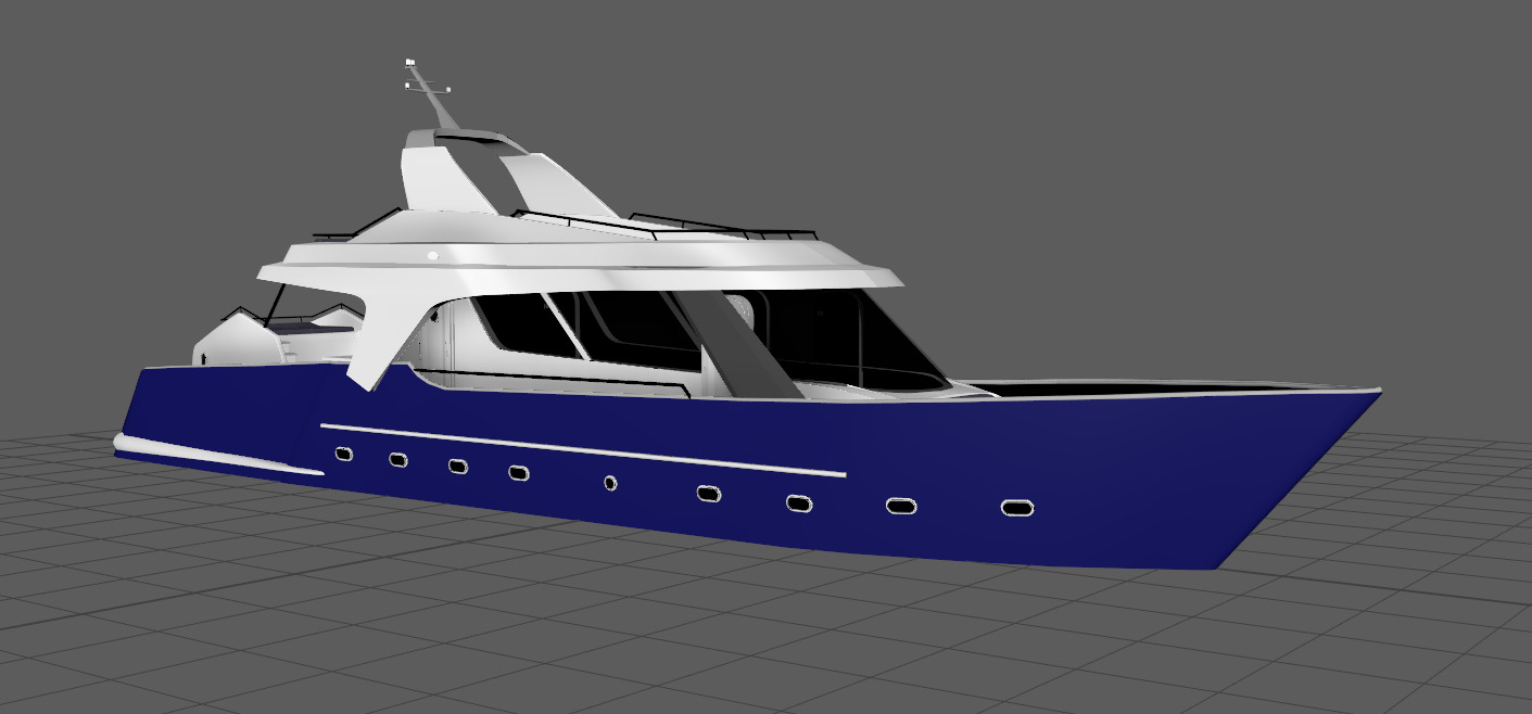 Yacht  Low-poly 3D model_4