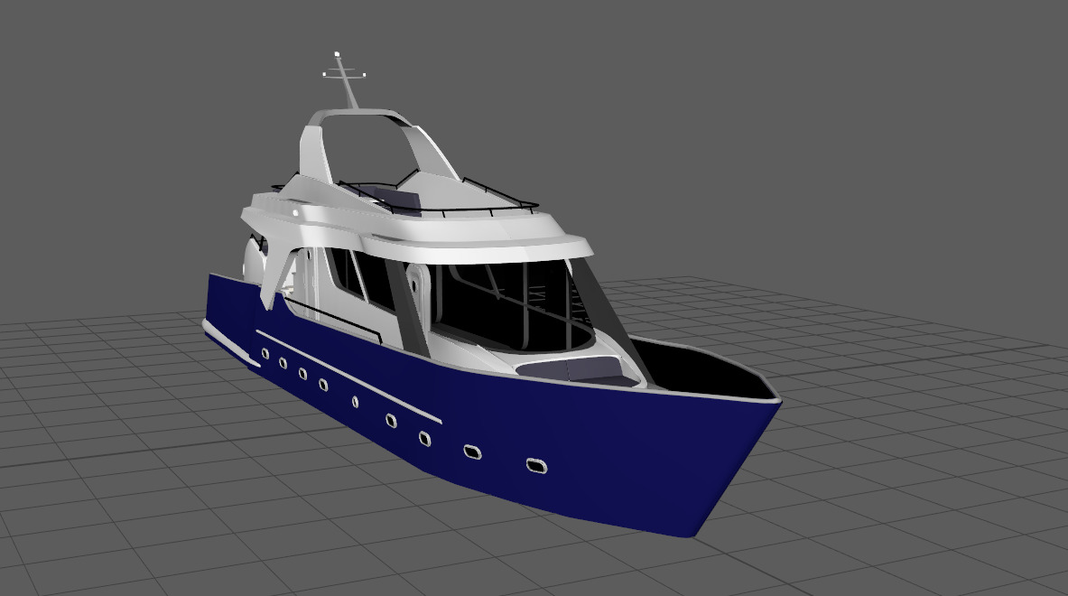 Yacht  Low-poly 3D model_3