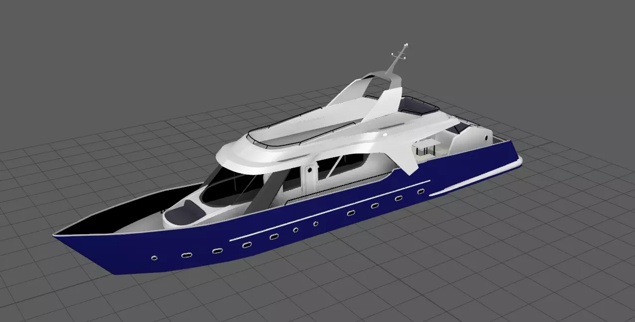 Yacht  Low-poly 3D model_0