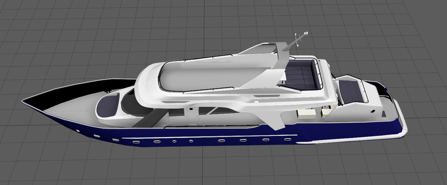 Yacht  Low-poly 3D model_8