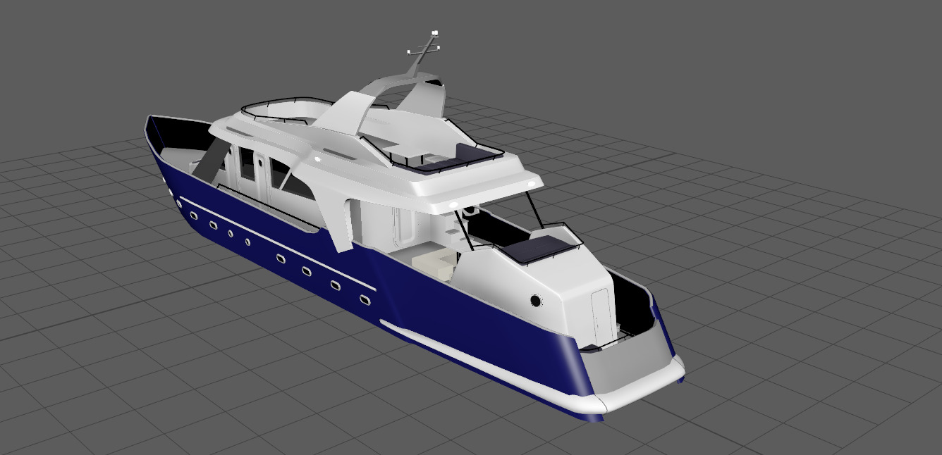 Yacht  Low-poly 3D model_7