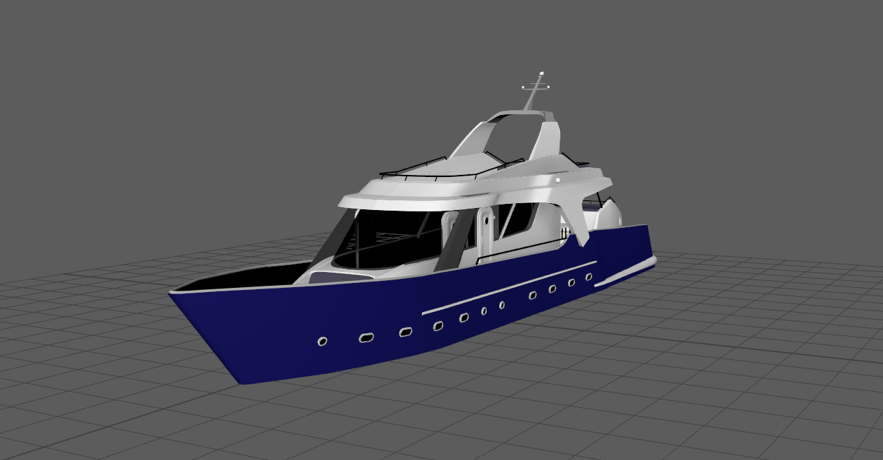 Yacht  Low-poly 3D model_2