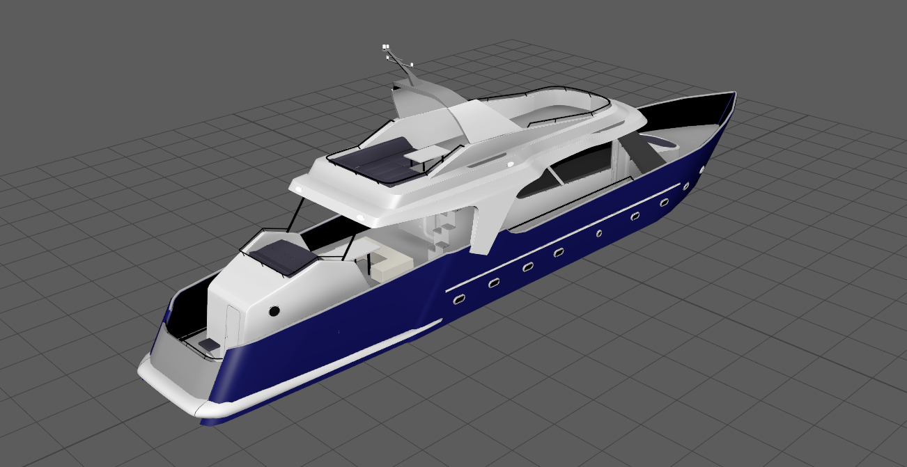 Yacht  Low-poly 3D model_6