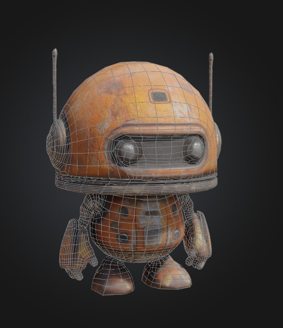 rusty droid character fun cute mech mechanical 3D model_1