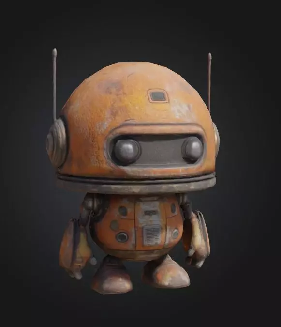 rusty droid character fun cute mech mechanical 3D model_0