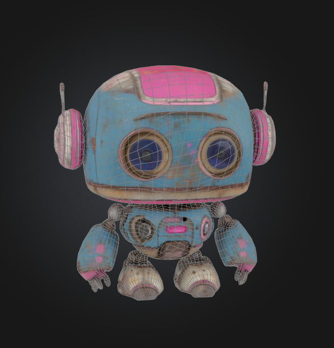 rusty droid character fun cute mech mechanical 3D model_1