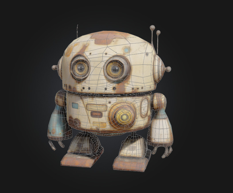 rusty droid character fun cute mech mechanical 3D model_1