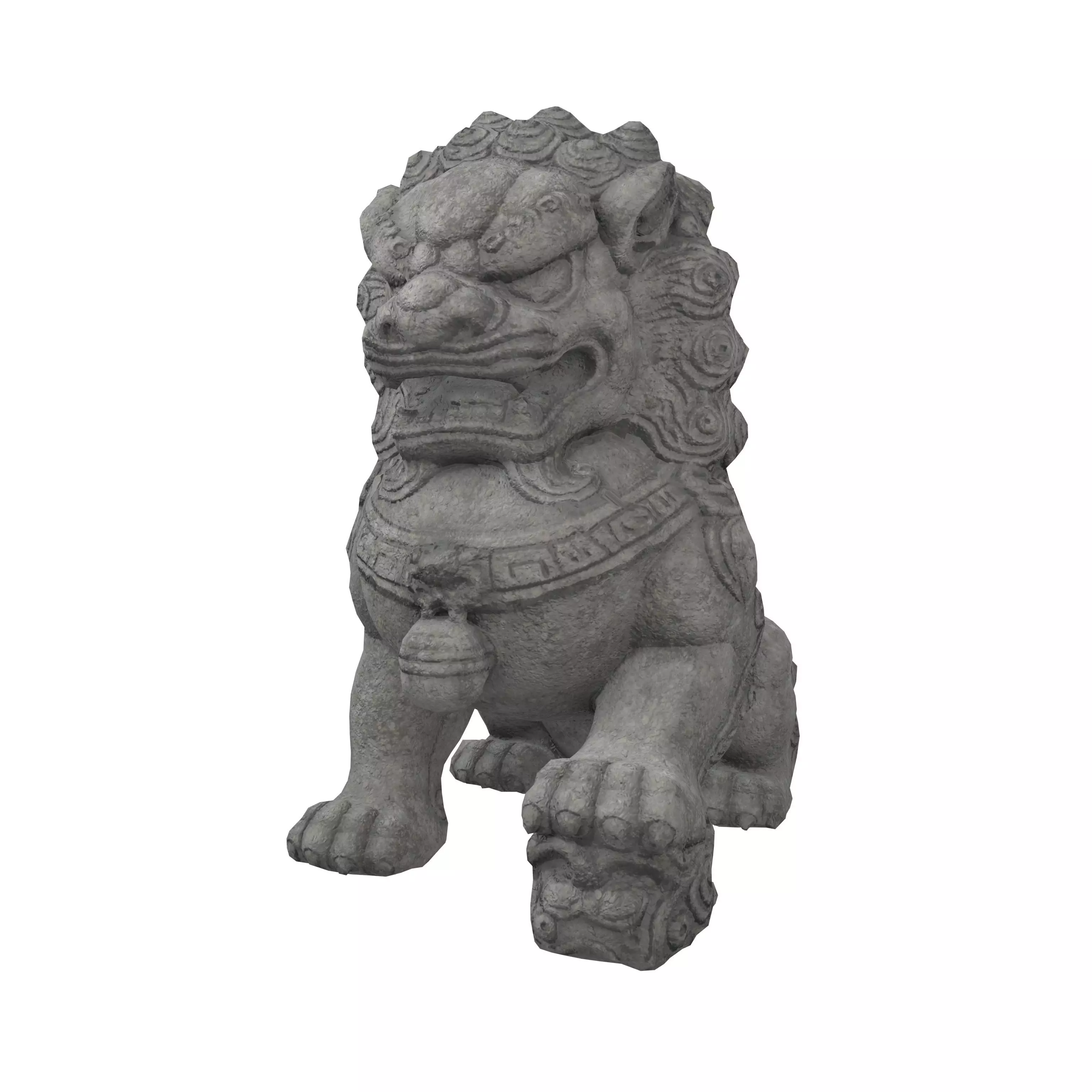 Chinese Guardian Lion v1 003 Low-poly 3D model