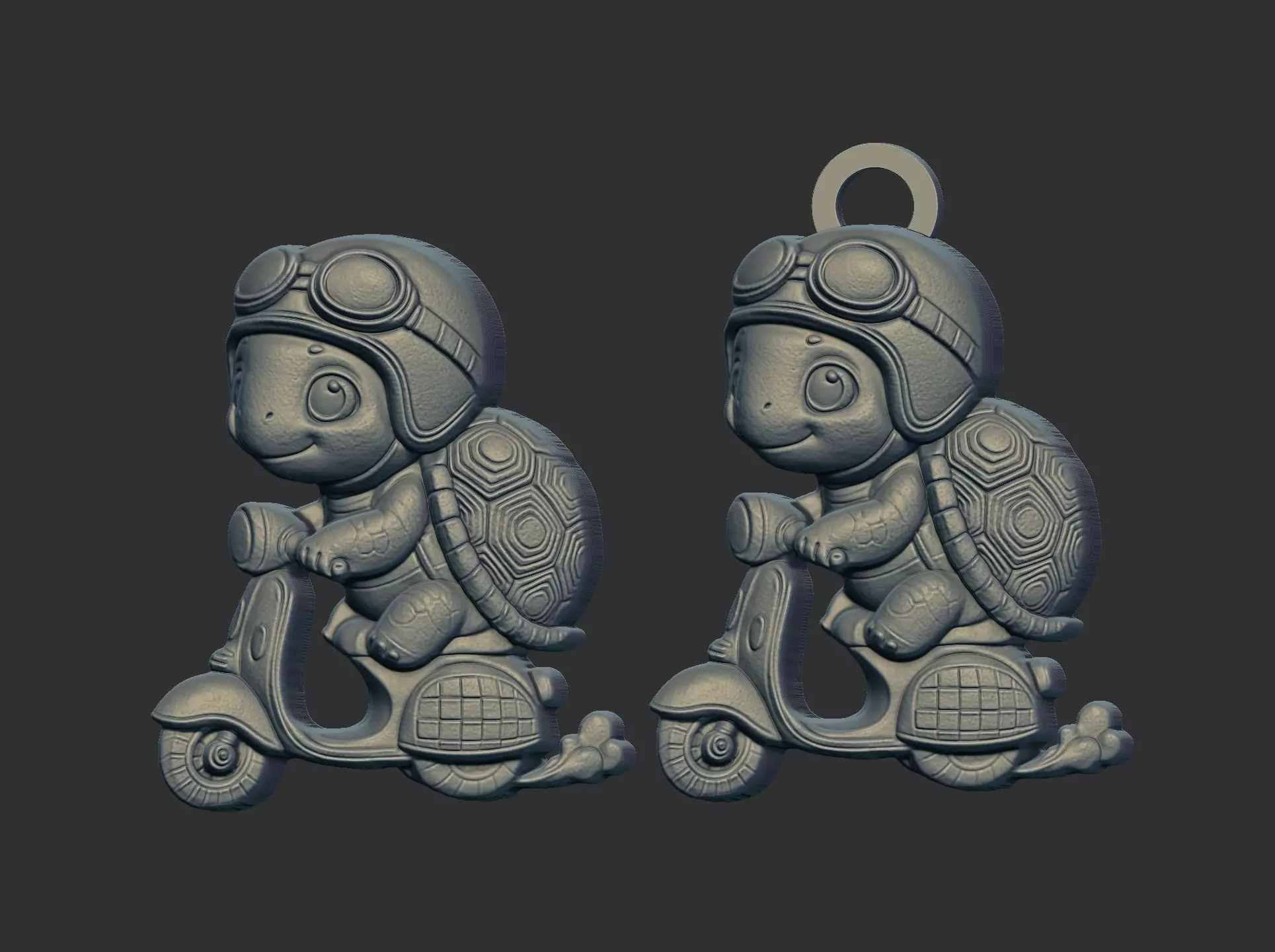 scooter riding turtel keychain 3D print model