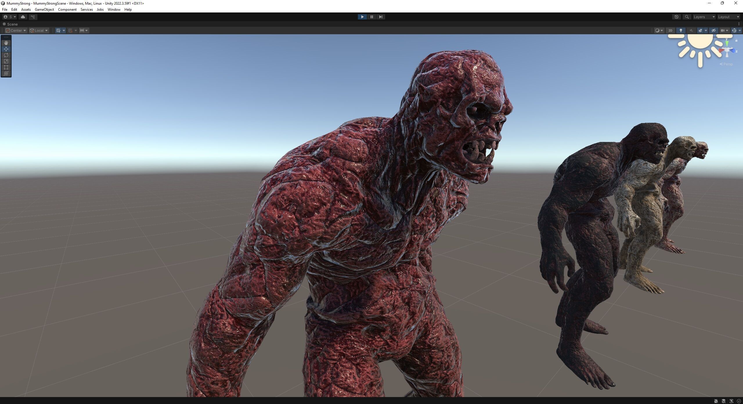 Mummy-zombie strong low-poly game engine ready 3D model Low-poly 3D model_16