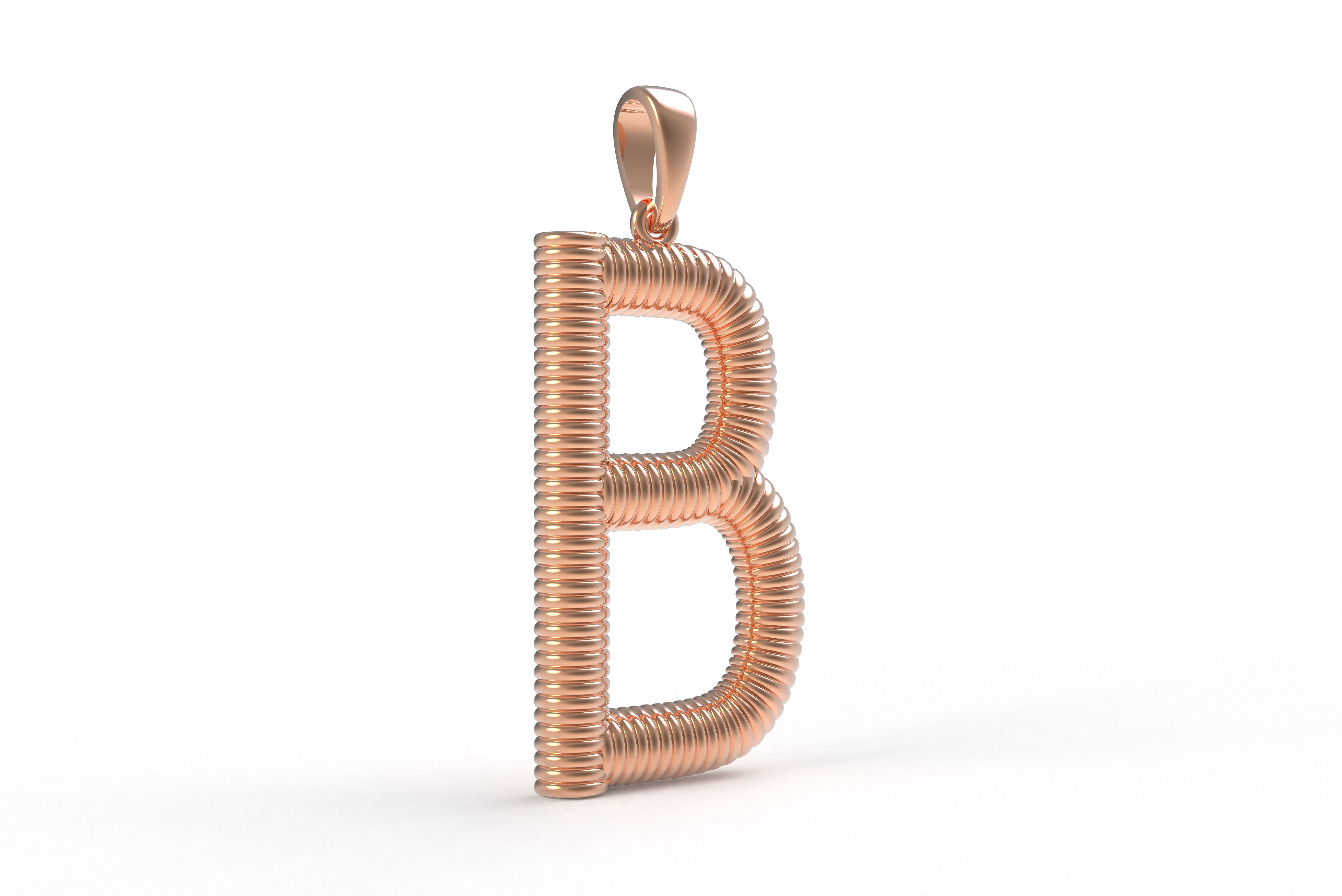 Spiral Initial Letter B Pendant 3D print model_13