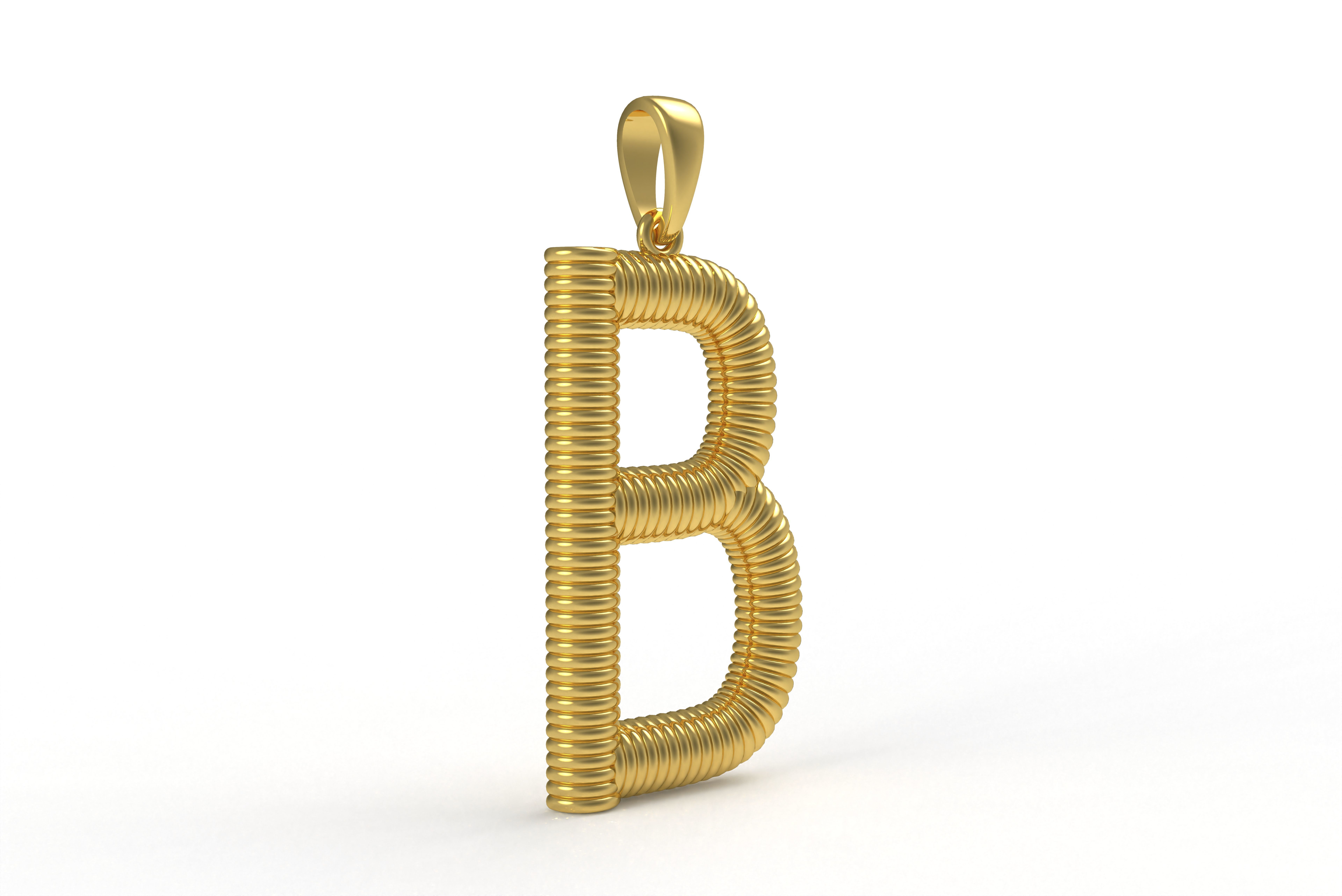 Spiral Initial Letter B Pendant 3D print model_5