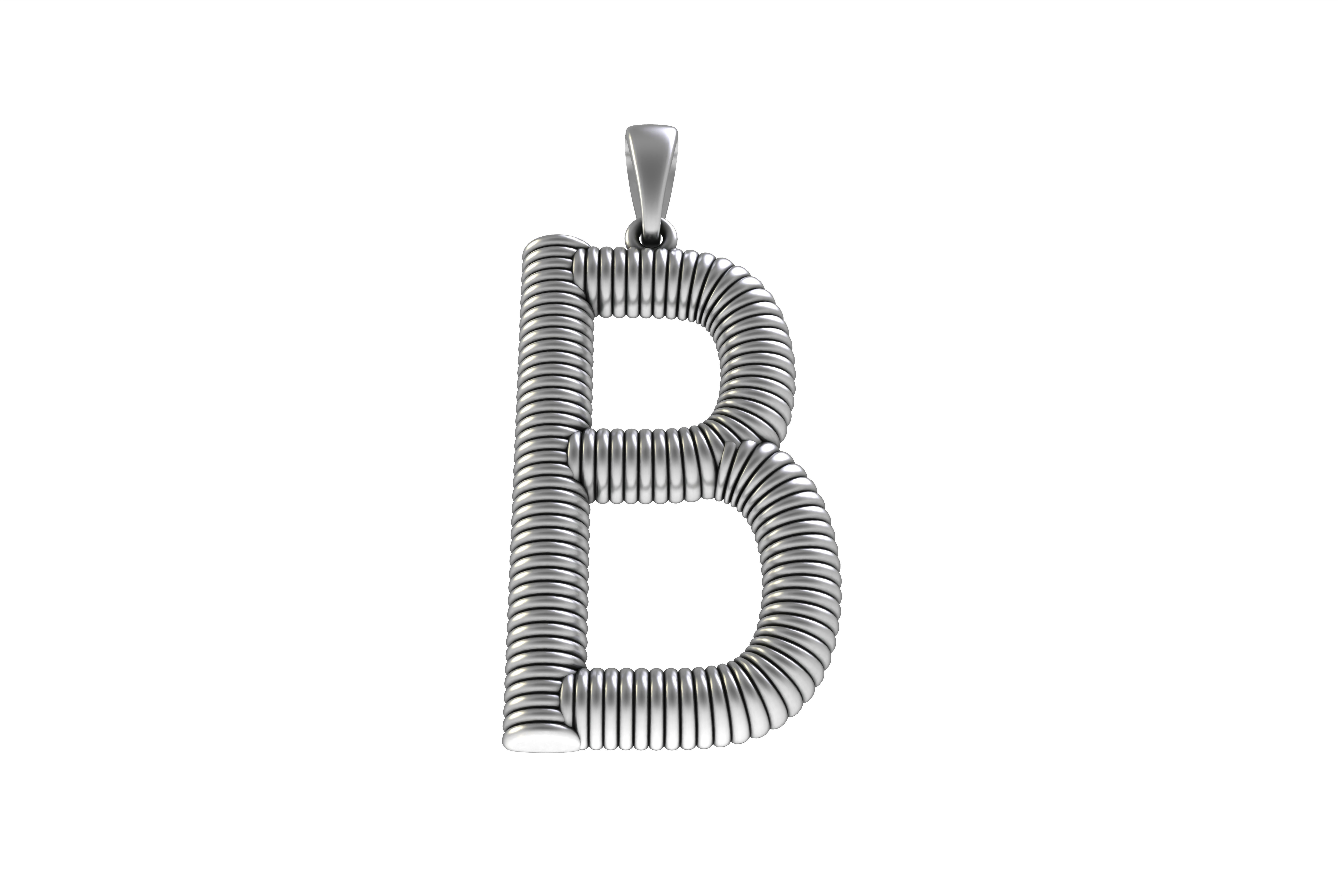 Spiral Initial Letter B Pendant 3D print model_19