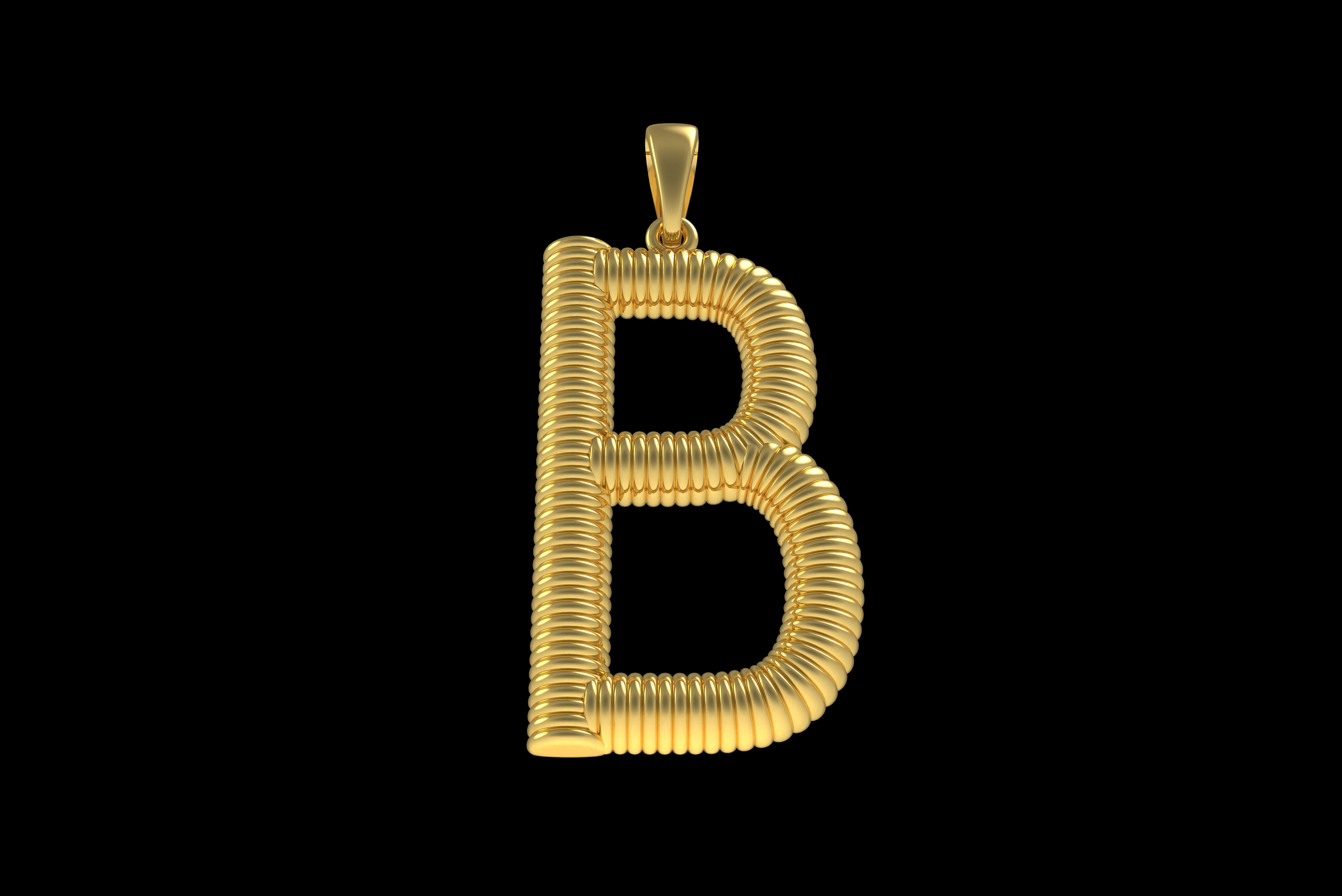 Spiral Initial Letter B Pendant 3D print model_23