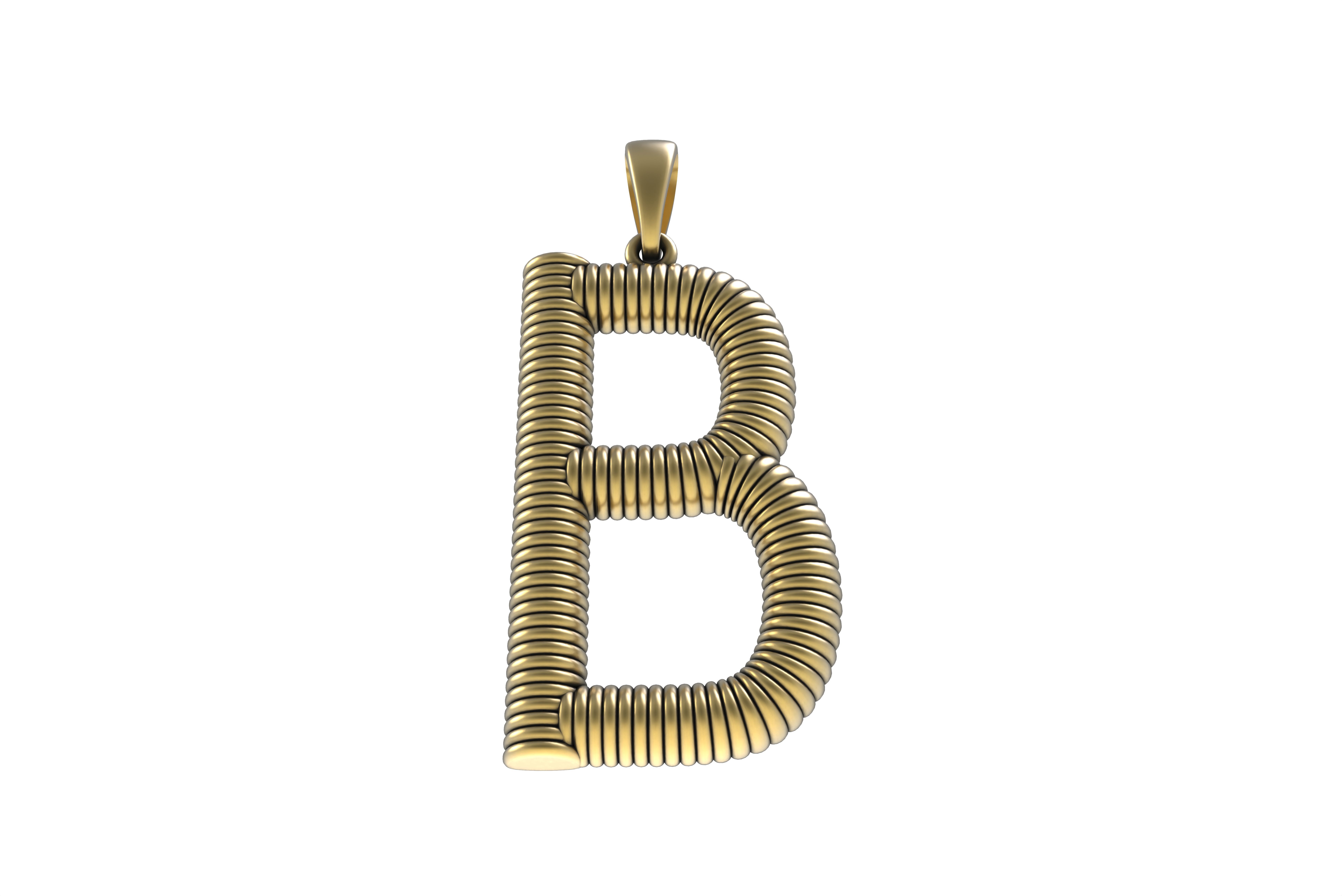 Spiral Initial Letter B Pendant 3D print model_15