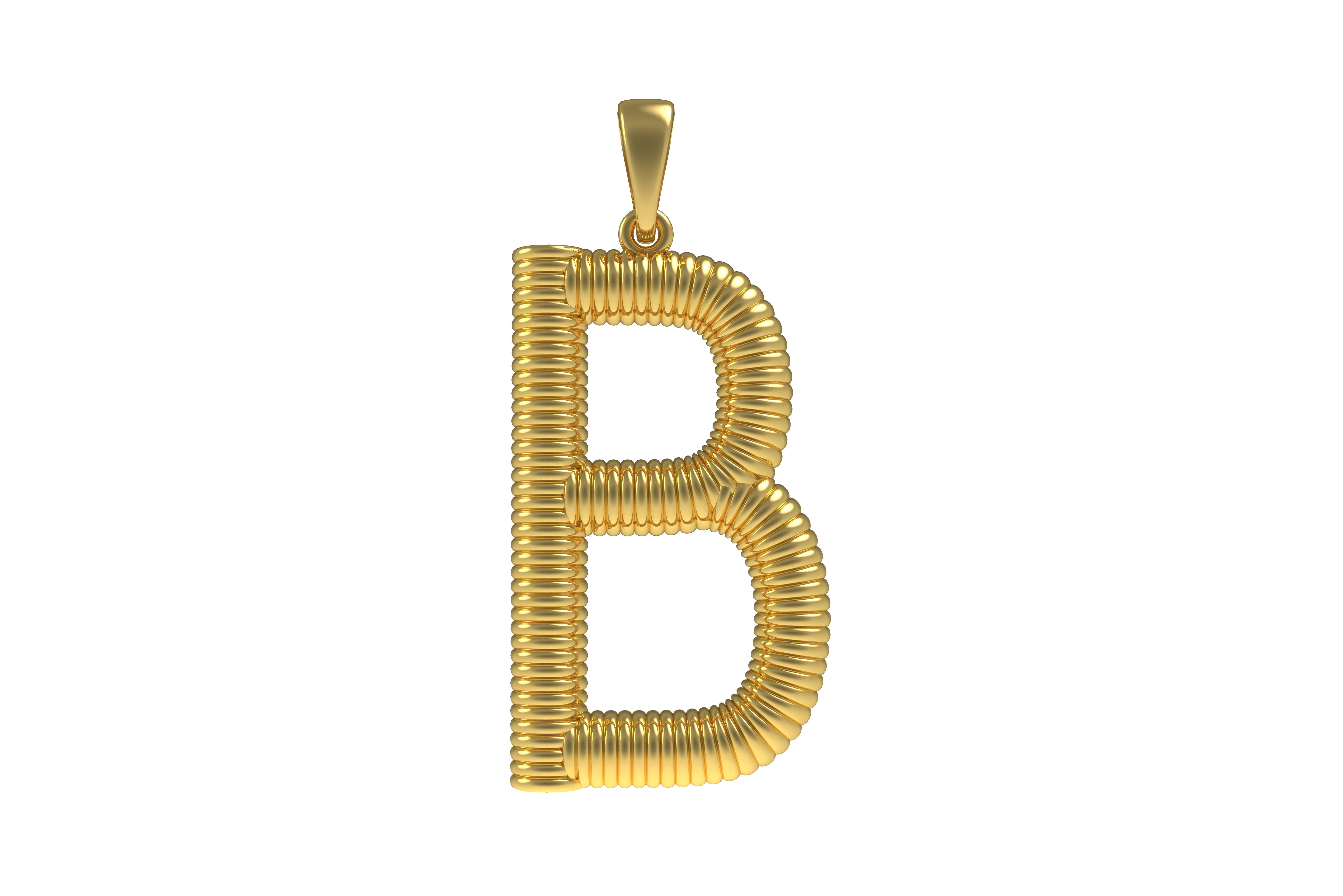 Spiral Initial Letter B Pendant 3D print model_1