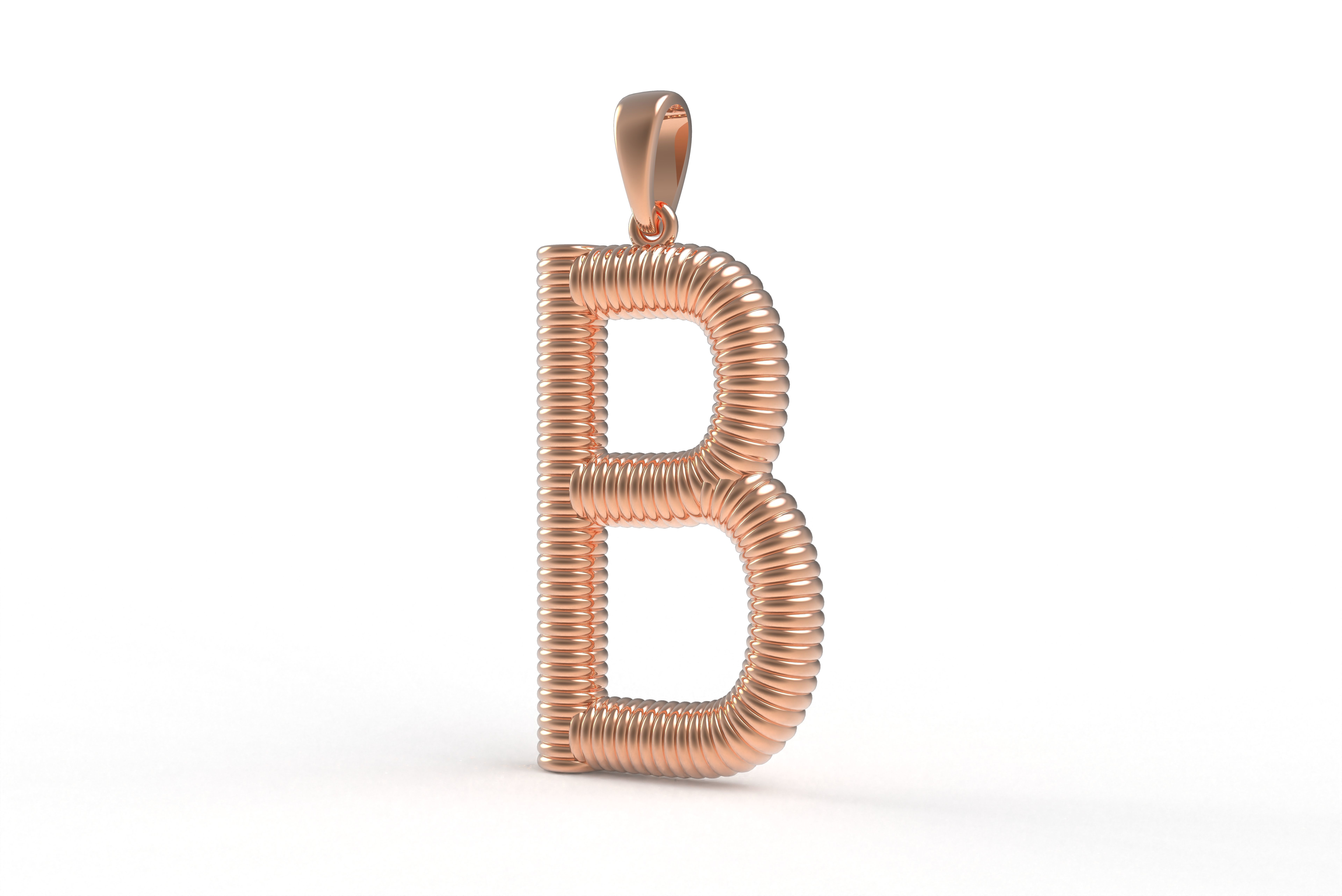 Spiral Initial Letter B Pendant 3D print model_12