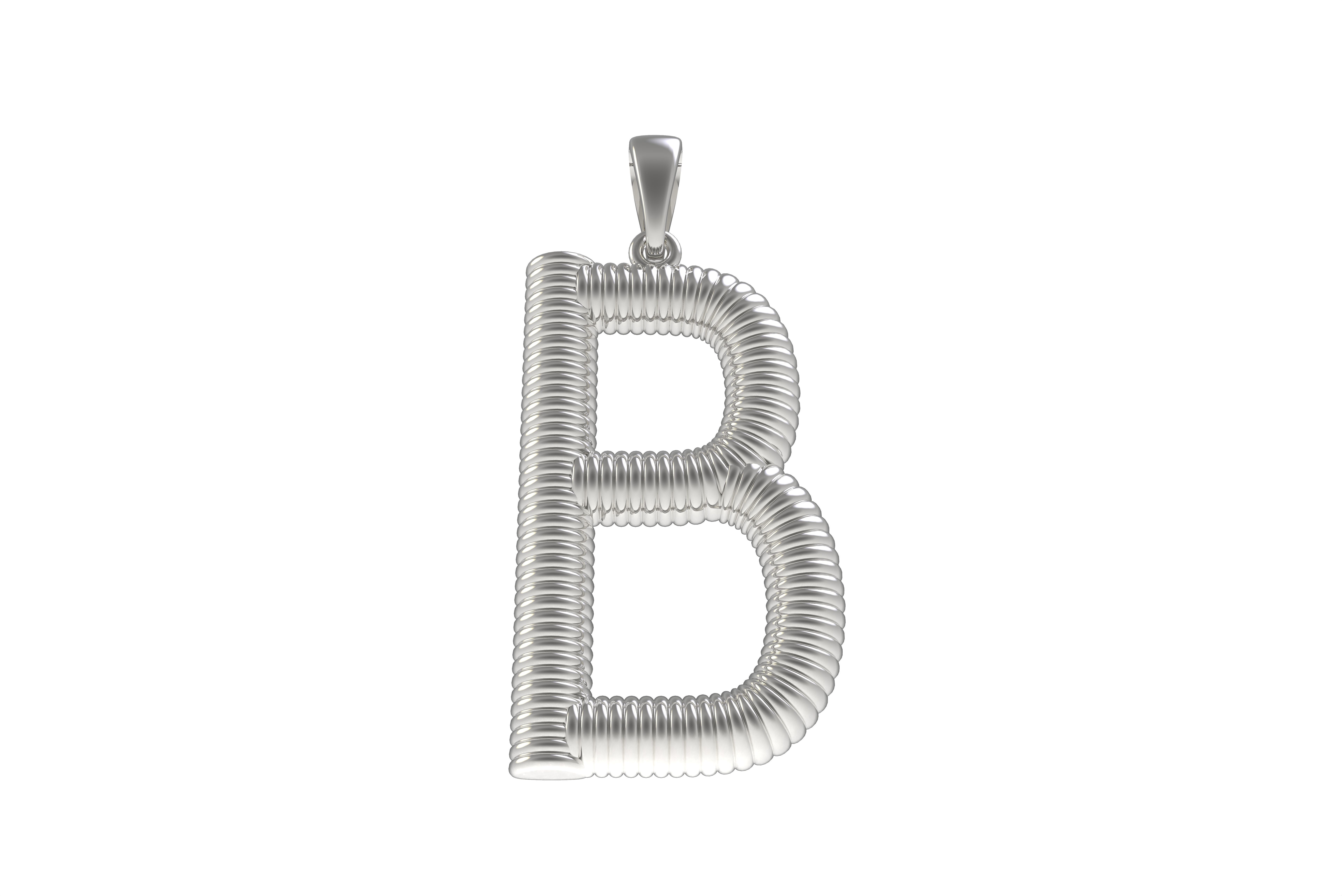 Spiral Initial Letter B Pendant 3D print model_7