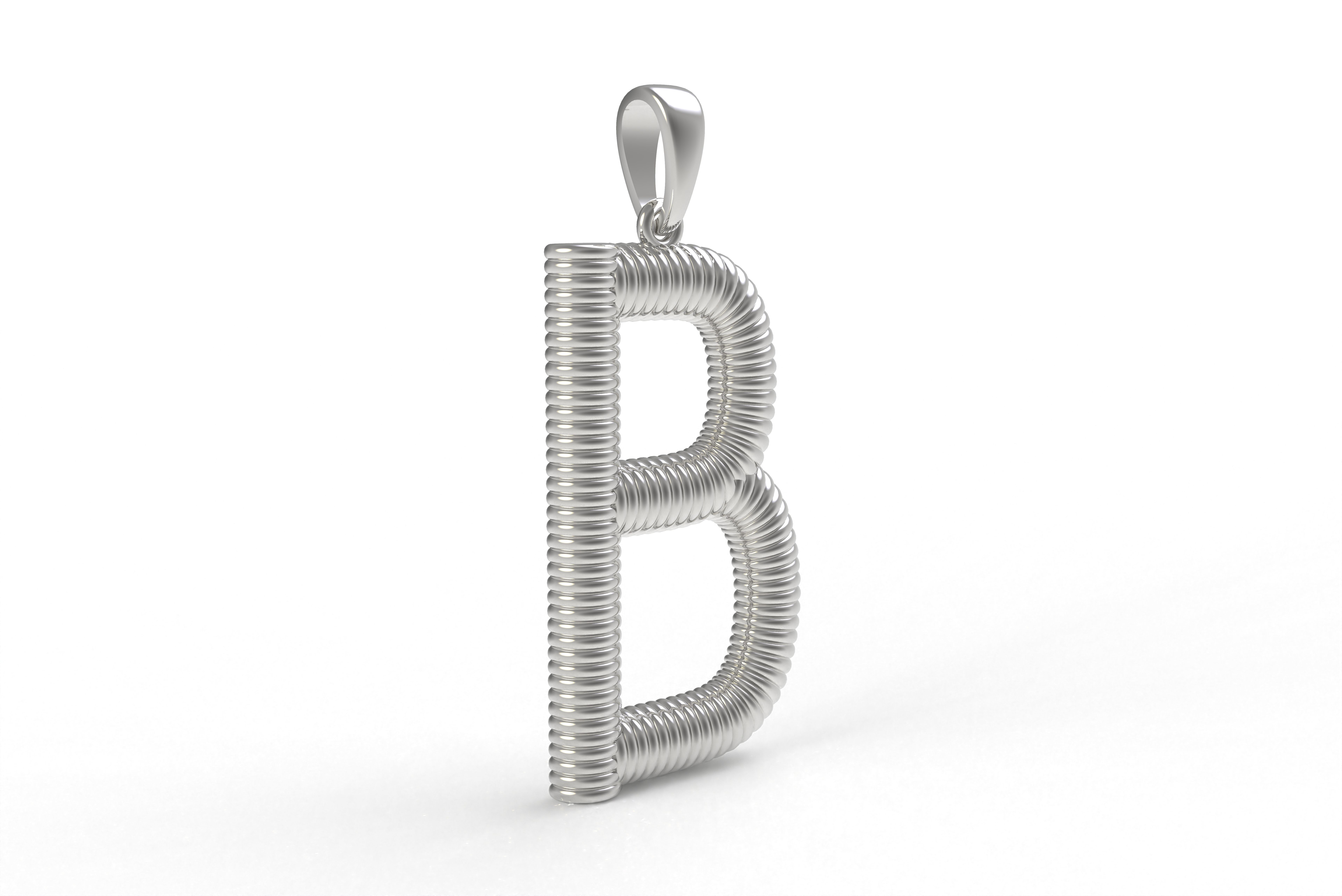 Spiral Initial Letter B Pendant 3D print model_9