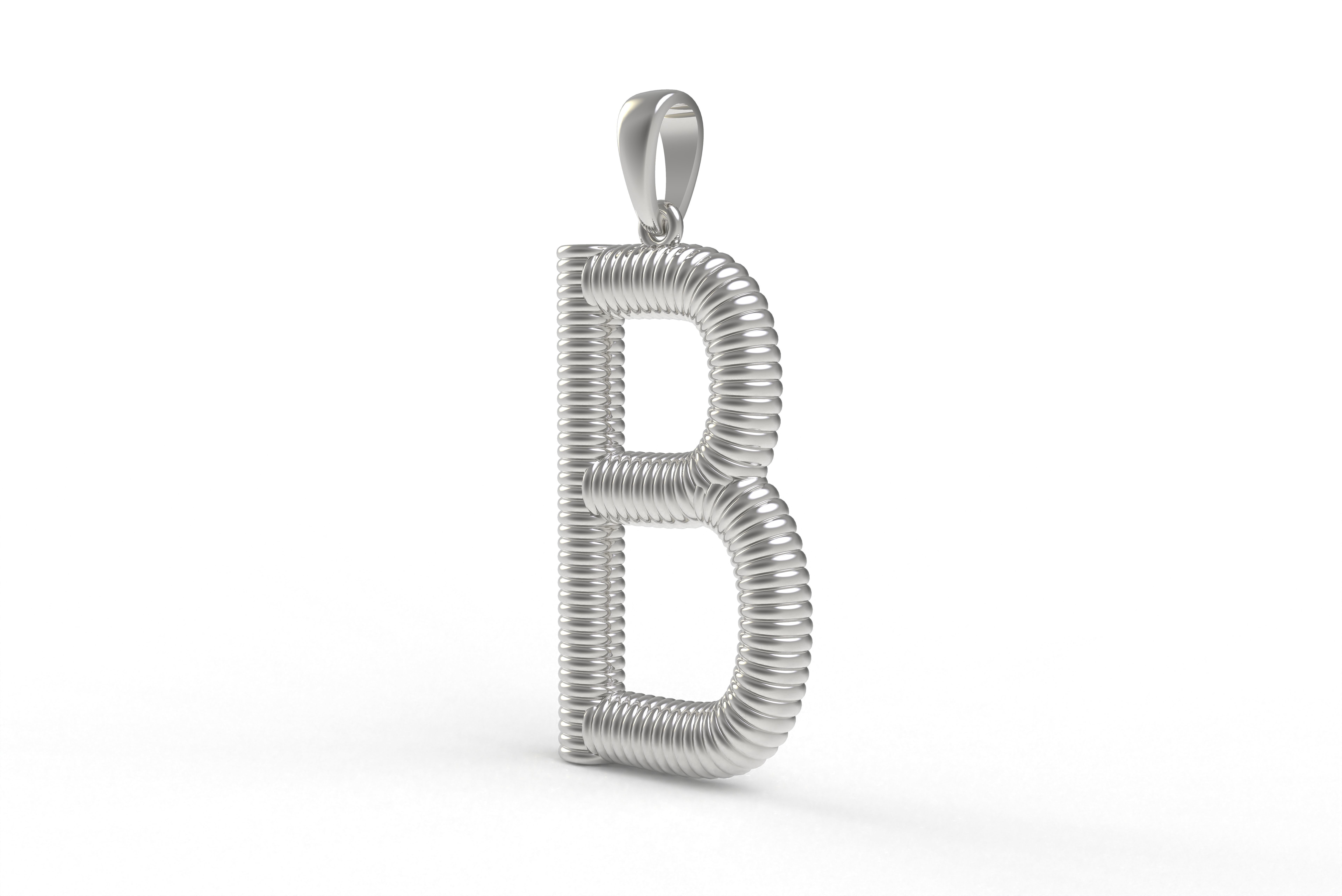 Spiral Initial Letter B Pendant 3D print model_8