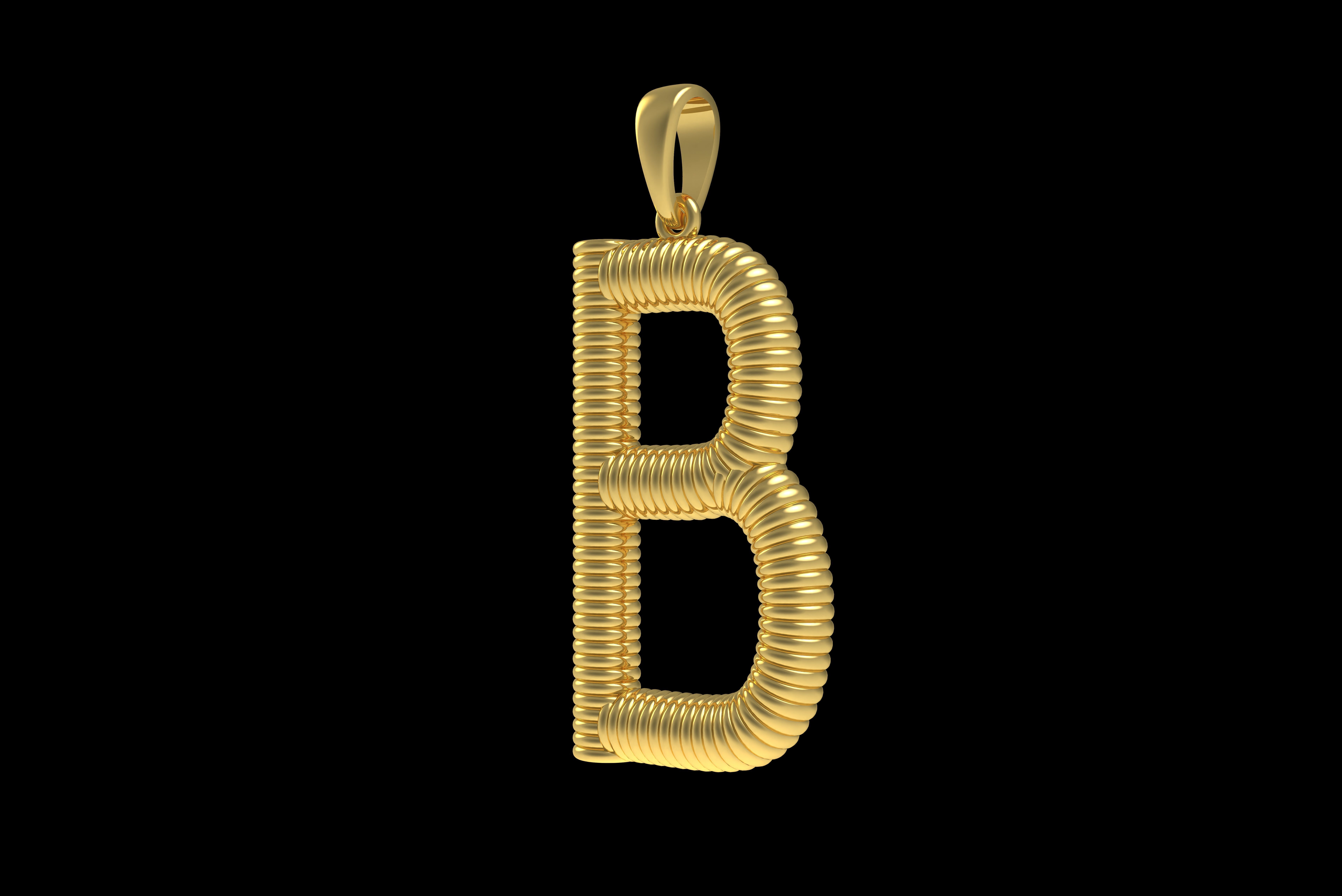 Spiral Initial Letter B Pendant 3D print model_24