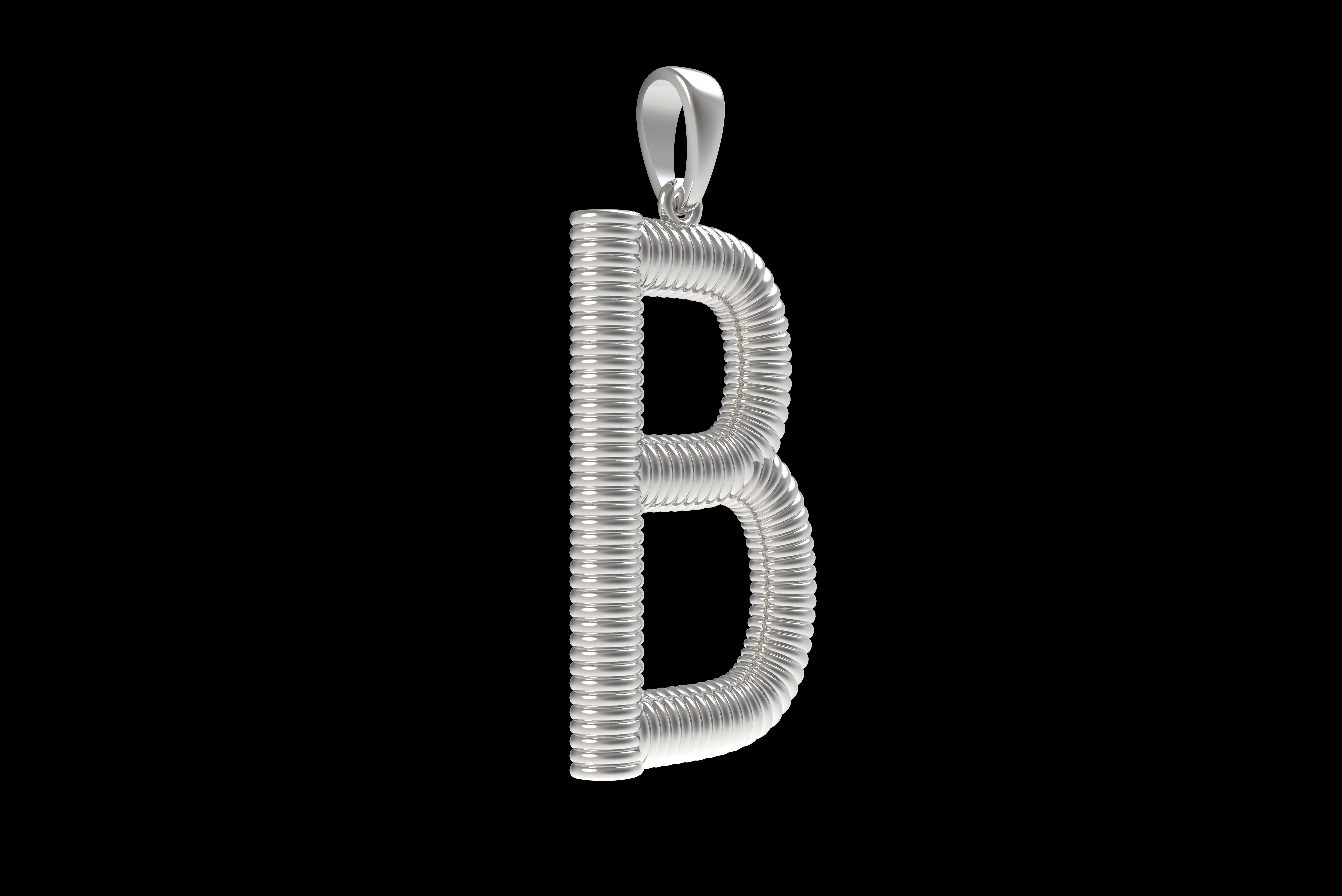 Spiral Initial Letter B Pendant 3D print model_29
