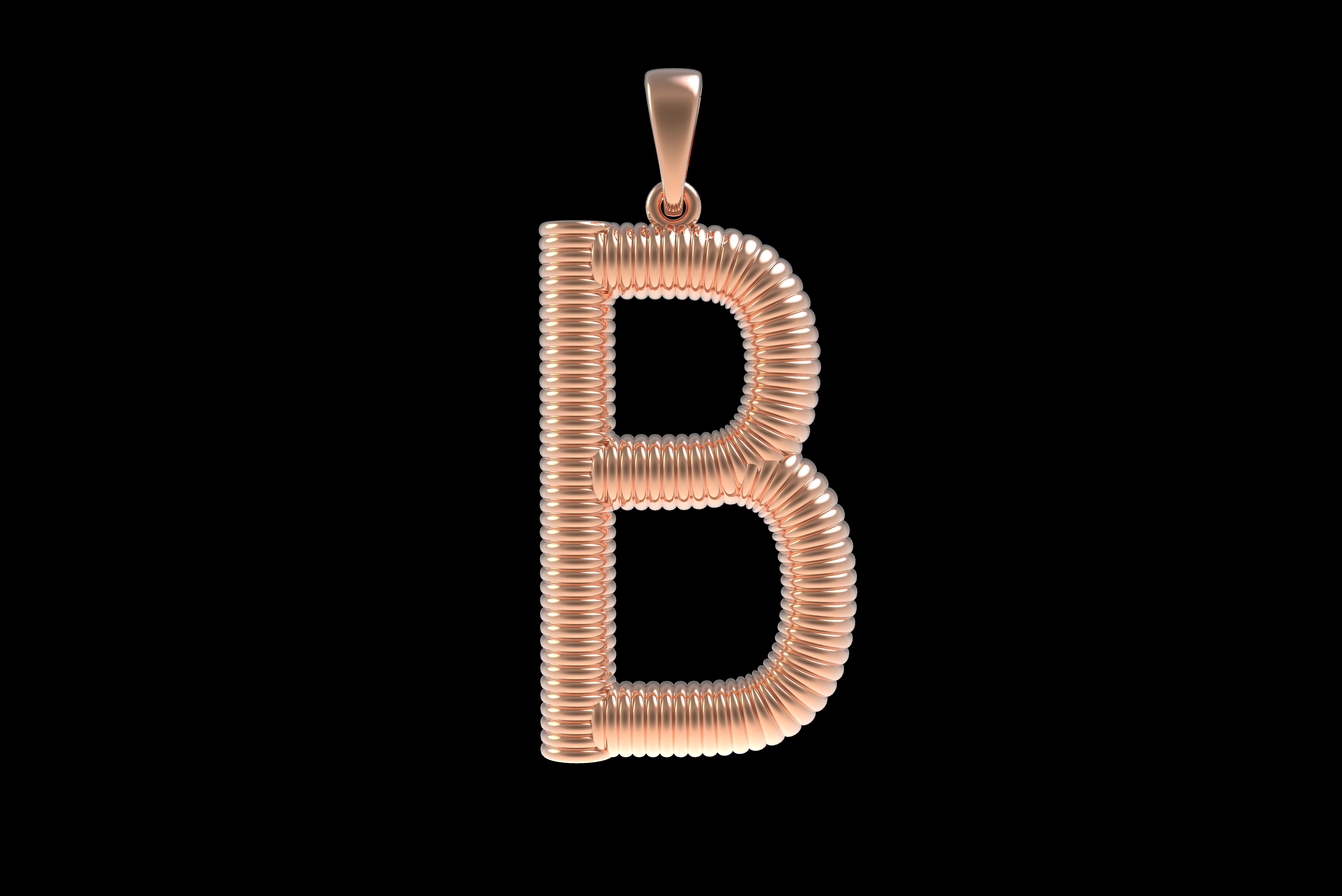 Spiral Initial Letter B Pendant 3D print model_30