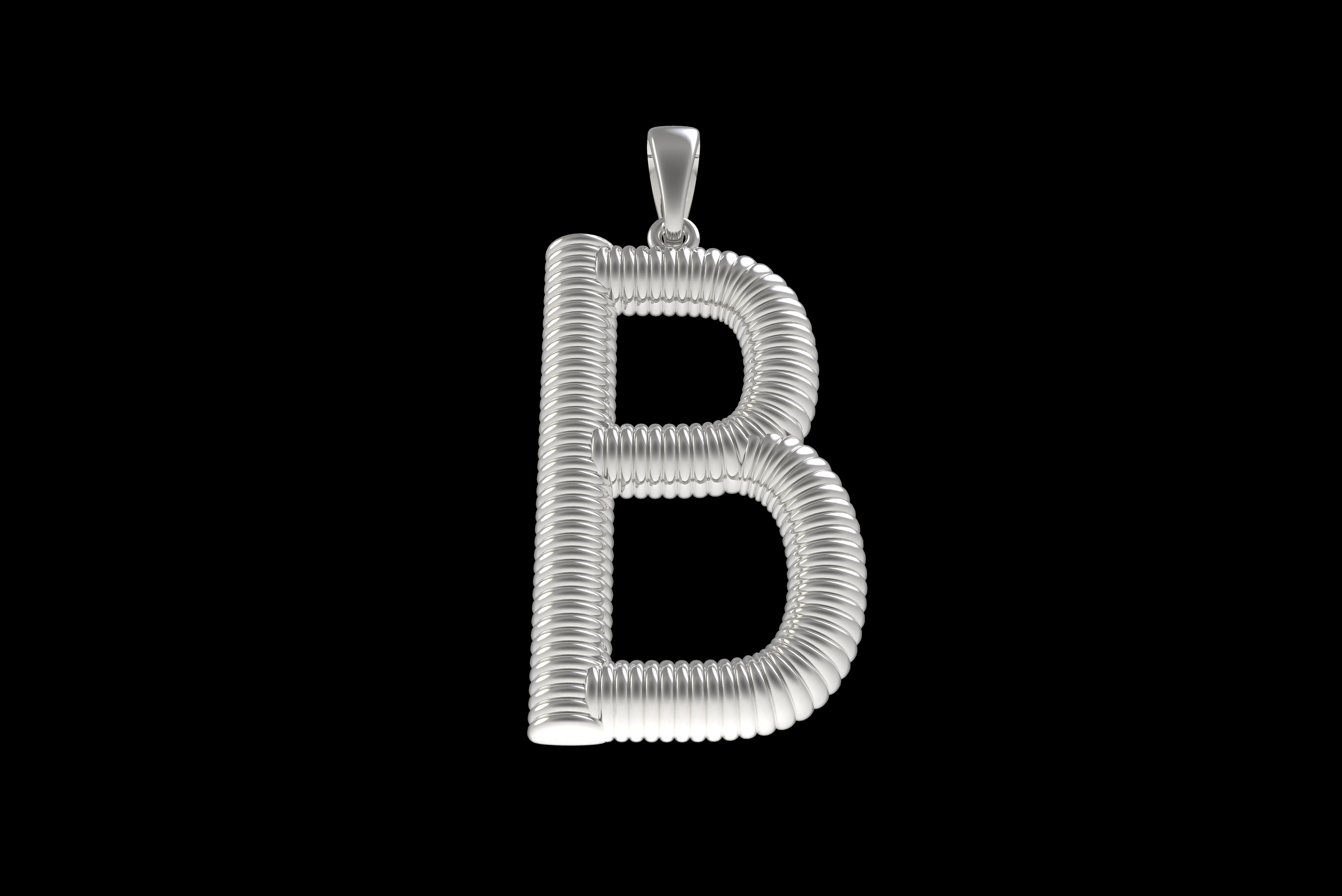 Spiral Initial Letter B Pendant 3D print model_27