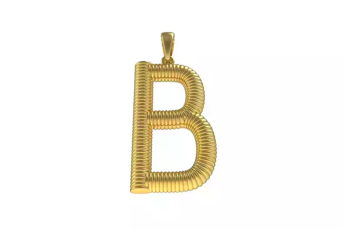 Spiral Initial Letter B Pendant