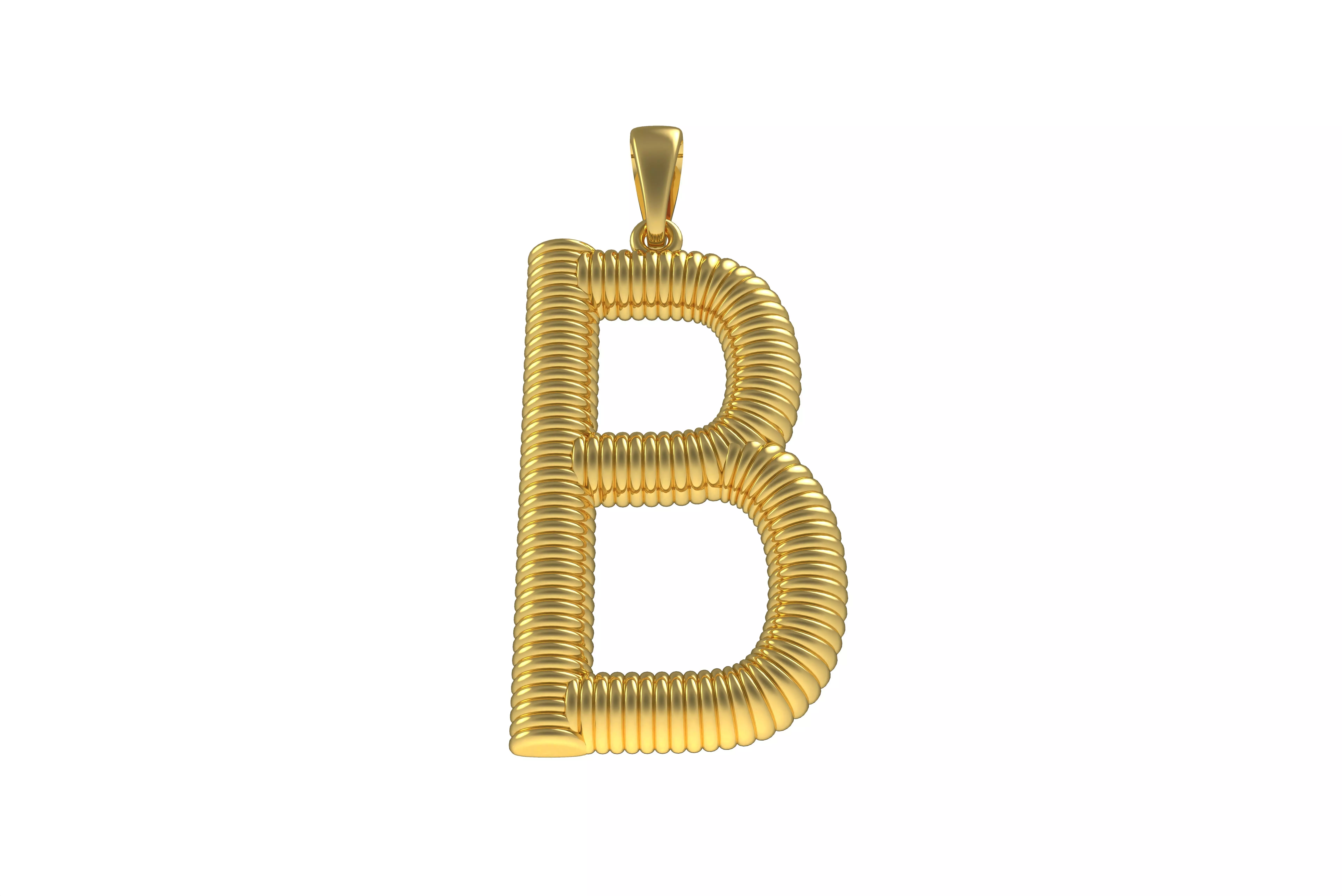 Spiral Initial Letter B Pendant 3D print model_0
