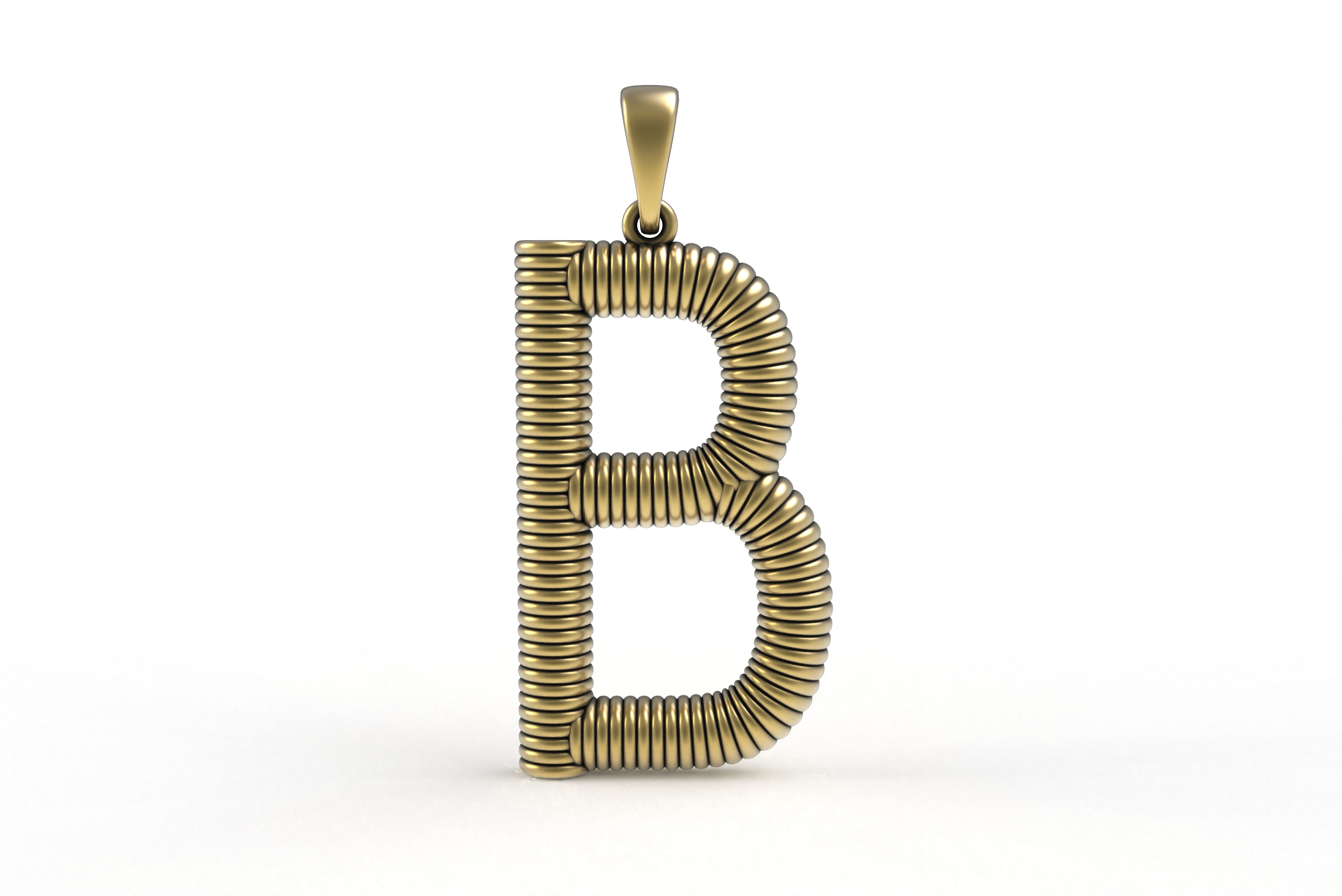 Spiral Initial Letter B Pendant 3D print model_14