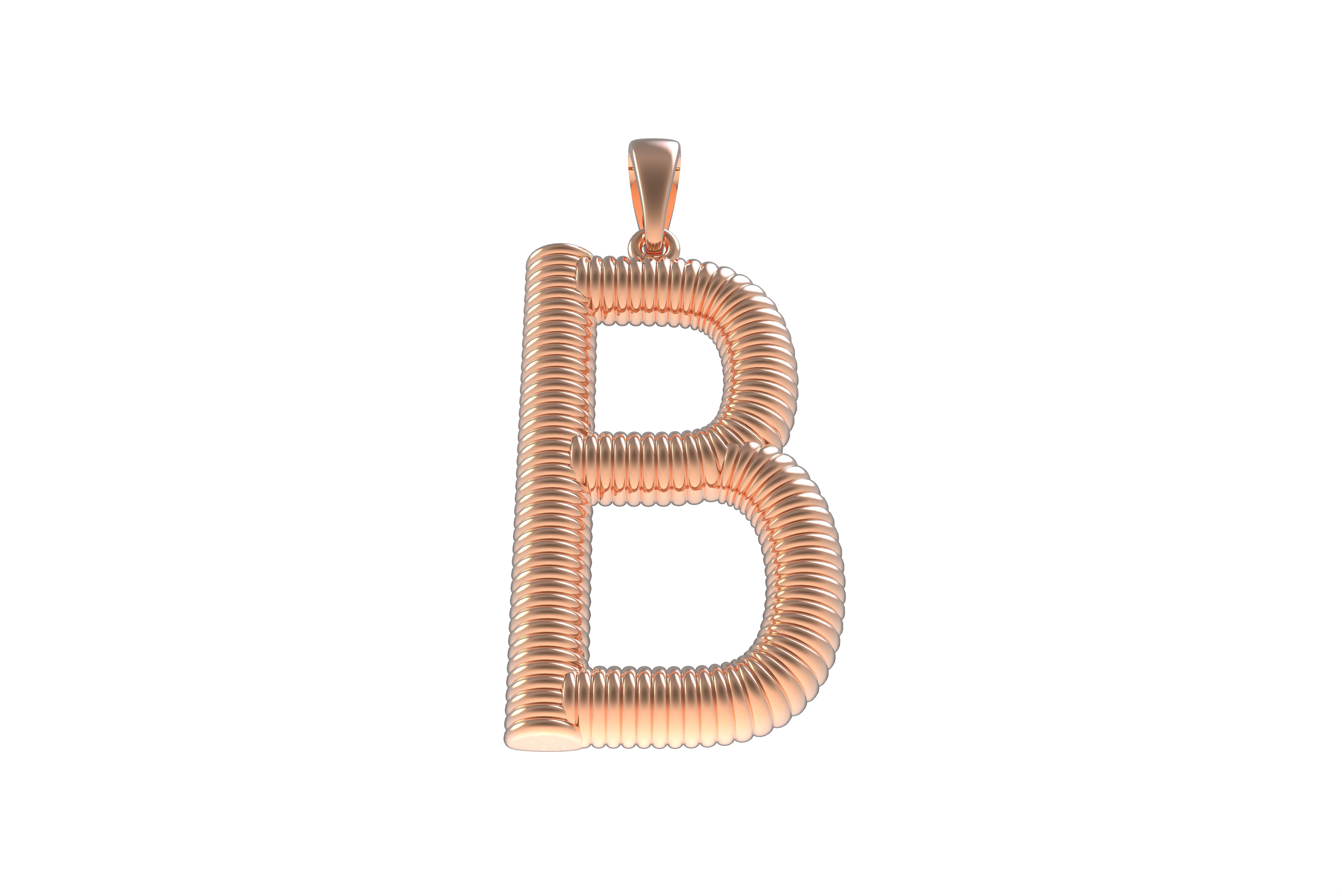 Spiral Initial Letter B Pendant 3D print model_11