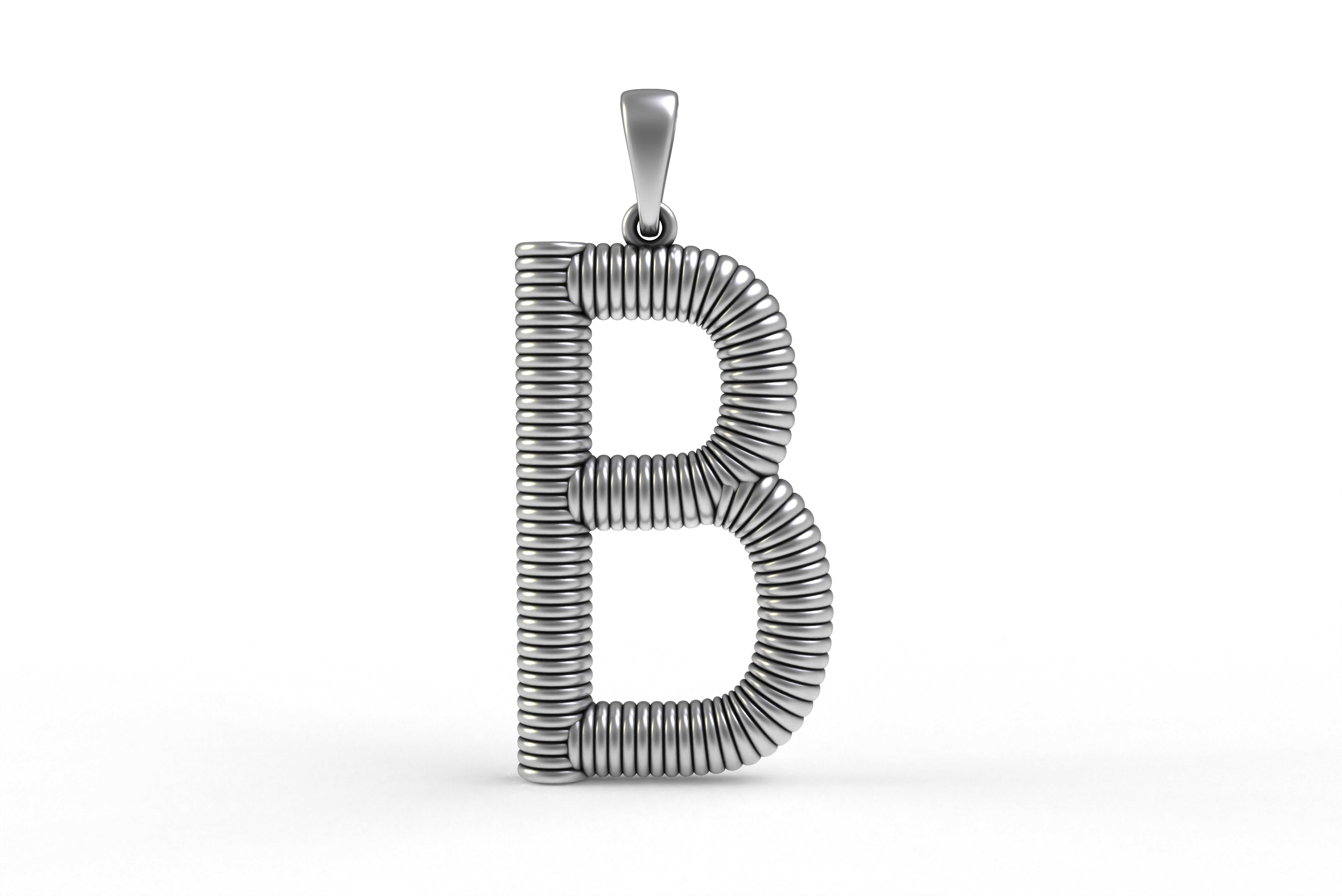 Spiral Initial Letter B Pendant 3D print model_18